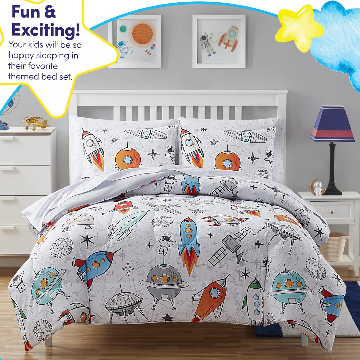 Foto 4 pulgar | Juego De Ropa De Cama Sweet Home Collection Kids Twin Floating Space - Venta Internacional.