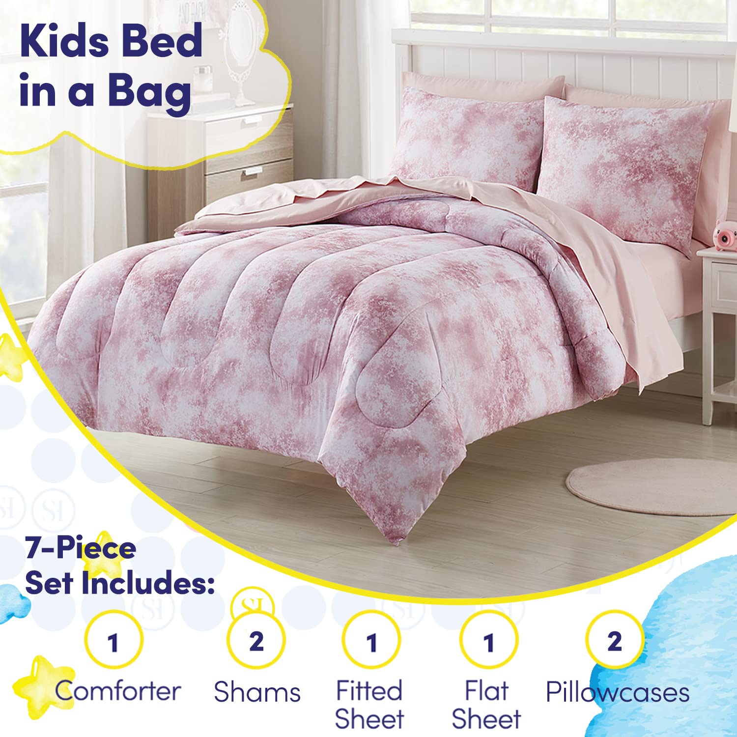 Foto 3 pulgar | Juego De Ropa De Cama Sweet Home Collection Kids Full Waterbury Marble - Venta Internacional.