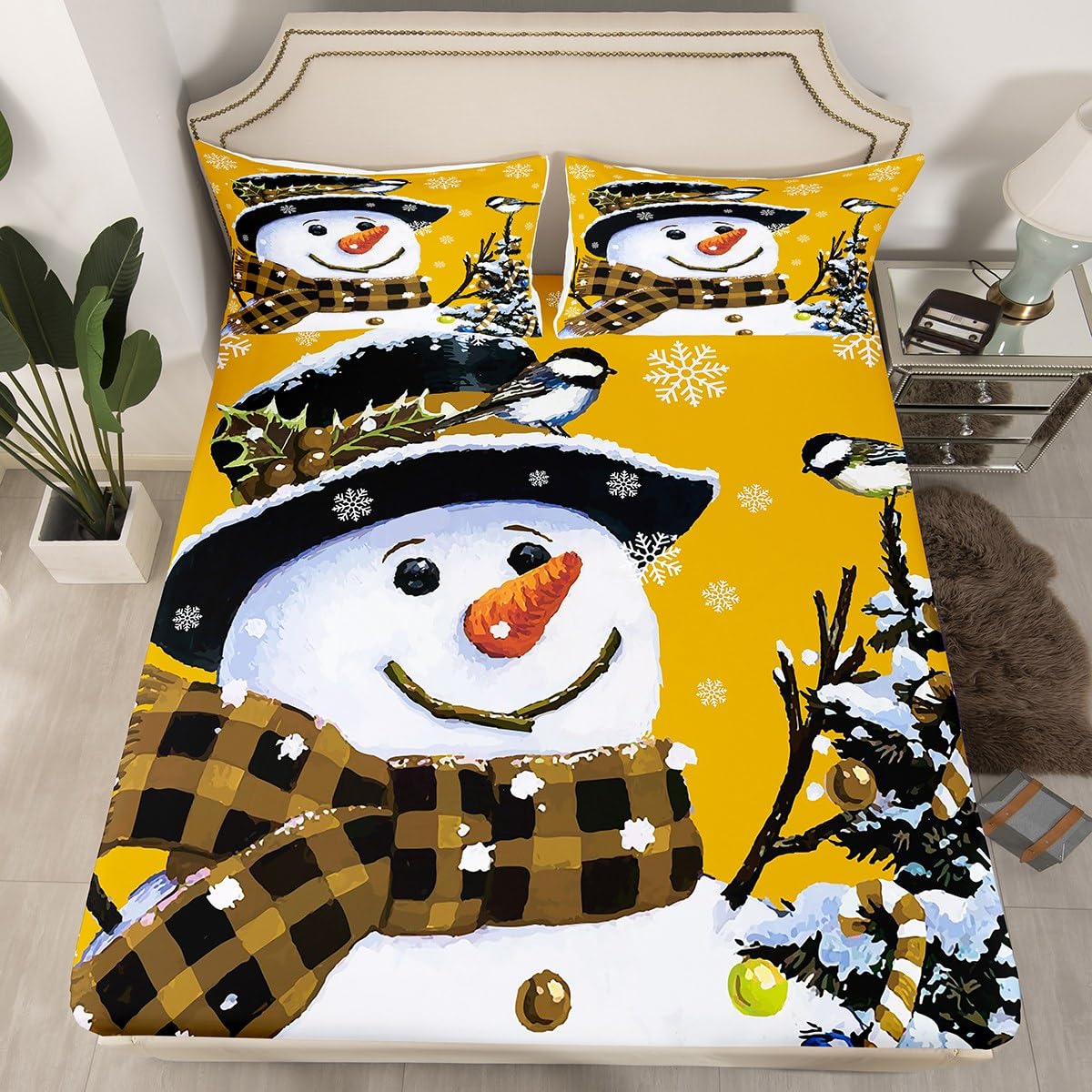 Foto 3 pulgar | Juego De Ropa De Cama Feelyou Kids Para Navidad, Muñeco De Nieve, Tamaño Queen - Venta Internacional.