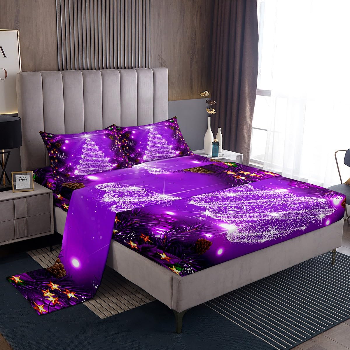 Foto 2 pulgar | Juego De Ropa De Cama Feelyou Kids Merry Christmas Queen Size - Venta Internacional.