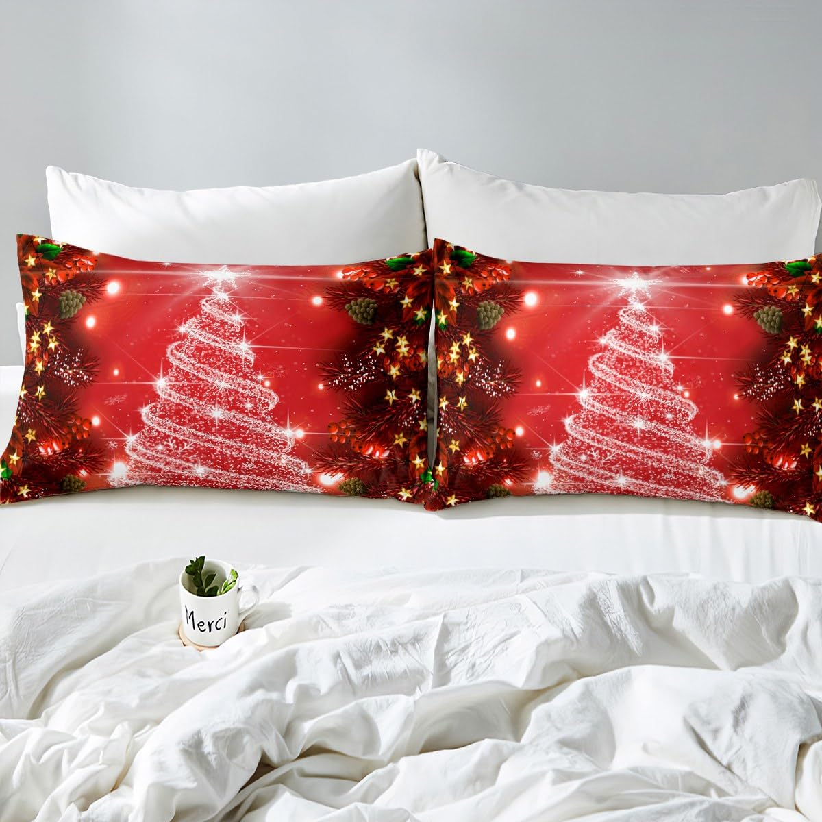 Foto 5 pulgar | Juego De Ropa De Cama Feelyou Kids Merry Christmas Queen Size - Venta Internacional.