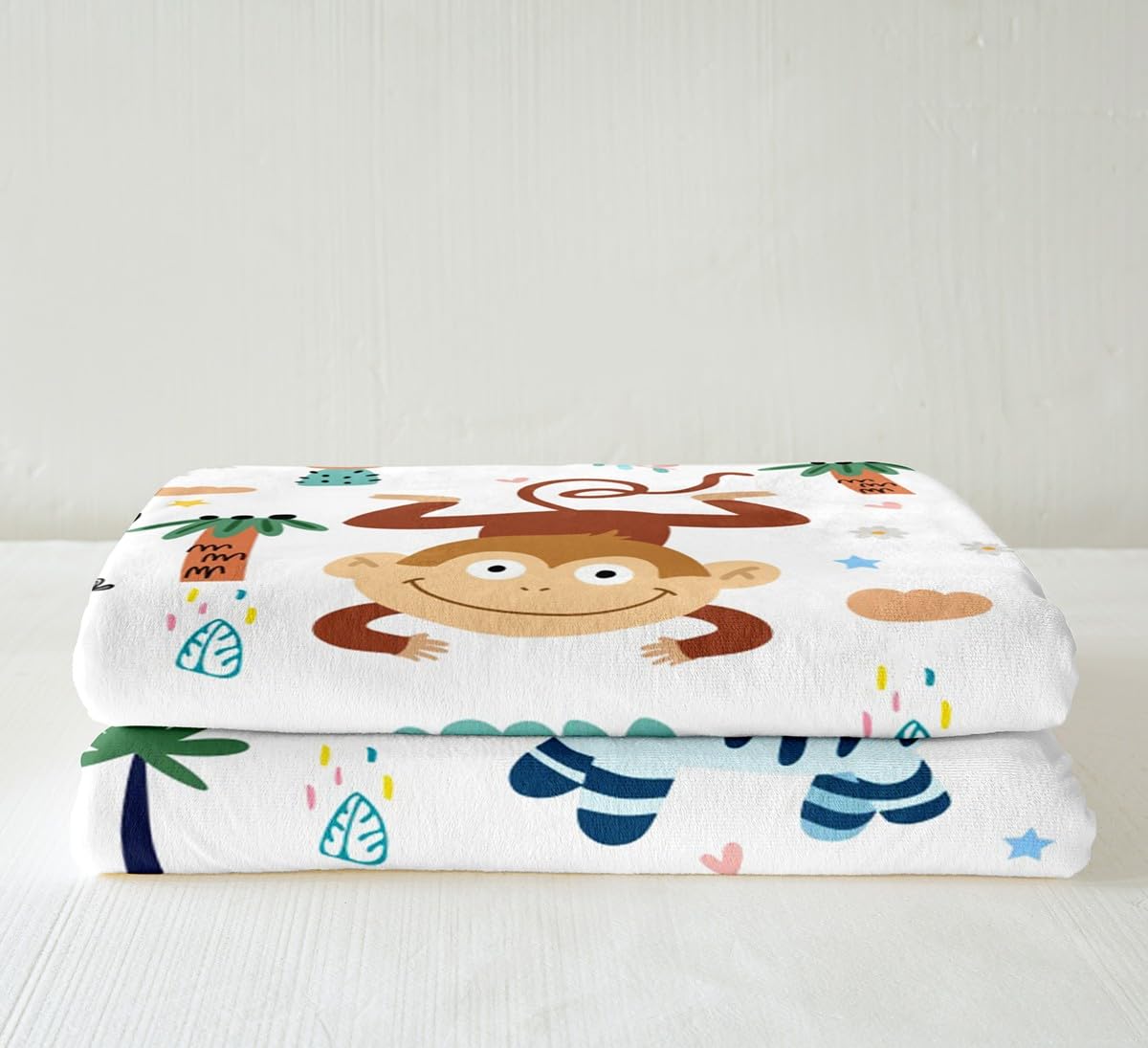 Foto 6 pulgar | Manta Polar De Sherpa Feelyou Con Dibujos Animados De Animales De La Jungla, 230 X 230 Cm - Venta Internacional.