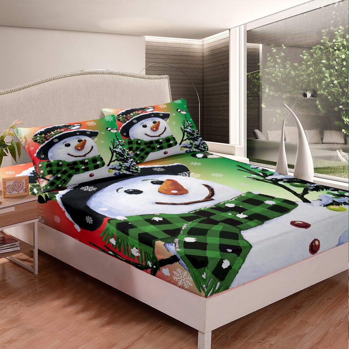 Foto 6 pulgar | Juego De Ropa De Cama Feelyou Kids Para Navidad, Muñeco De Nieve, Tamaño Queen - Venta Internacional.