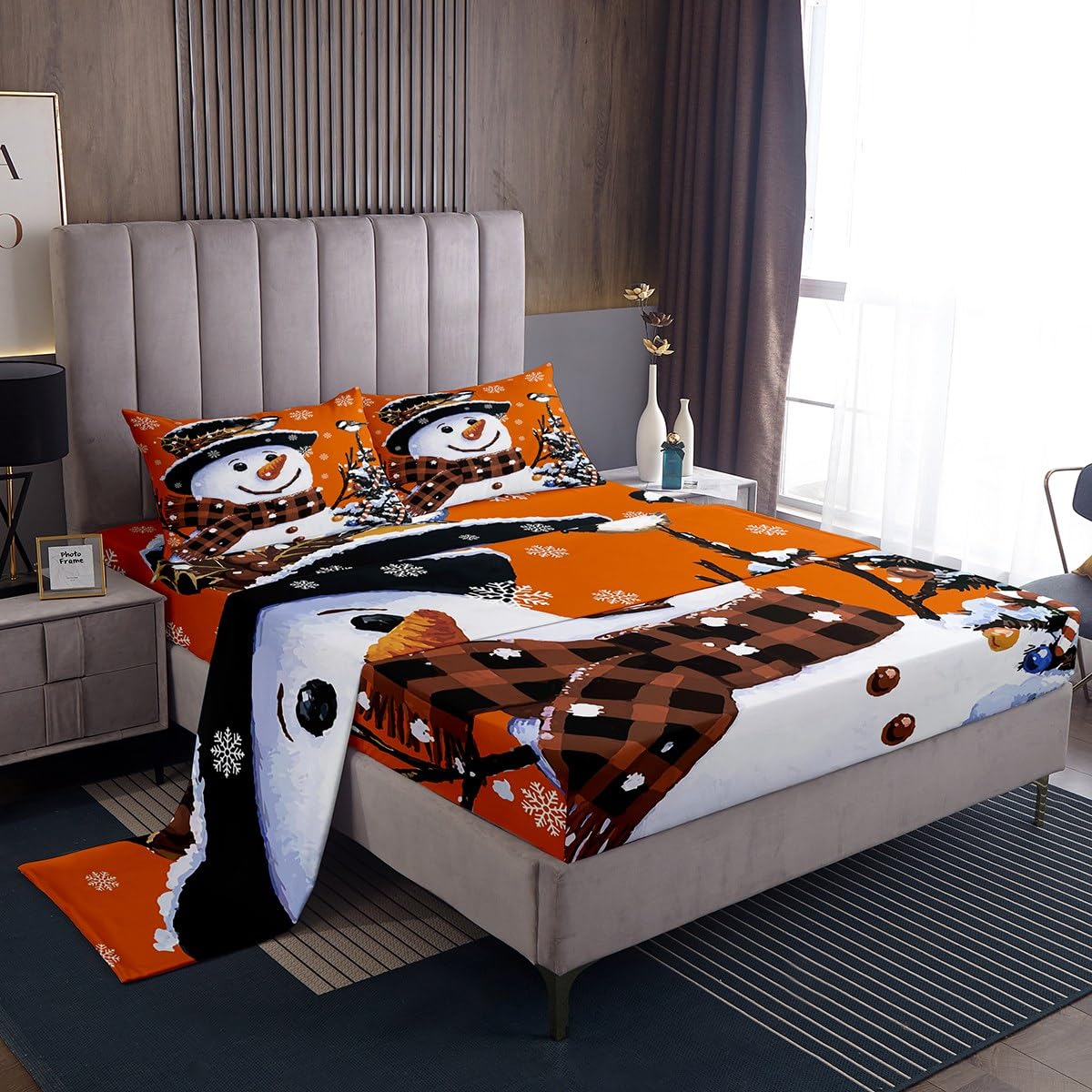 Foto 2 pulgar | Juego De Ropa De Cama Feelyou Kids Para Navidad, Muñeco De Nieve, Tamaño Queen - Venta Internacional.