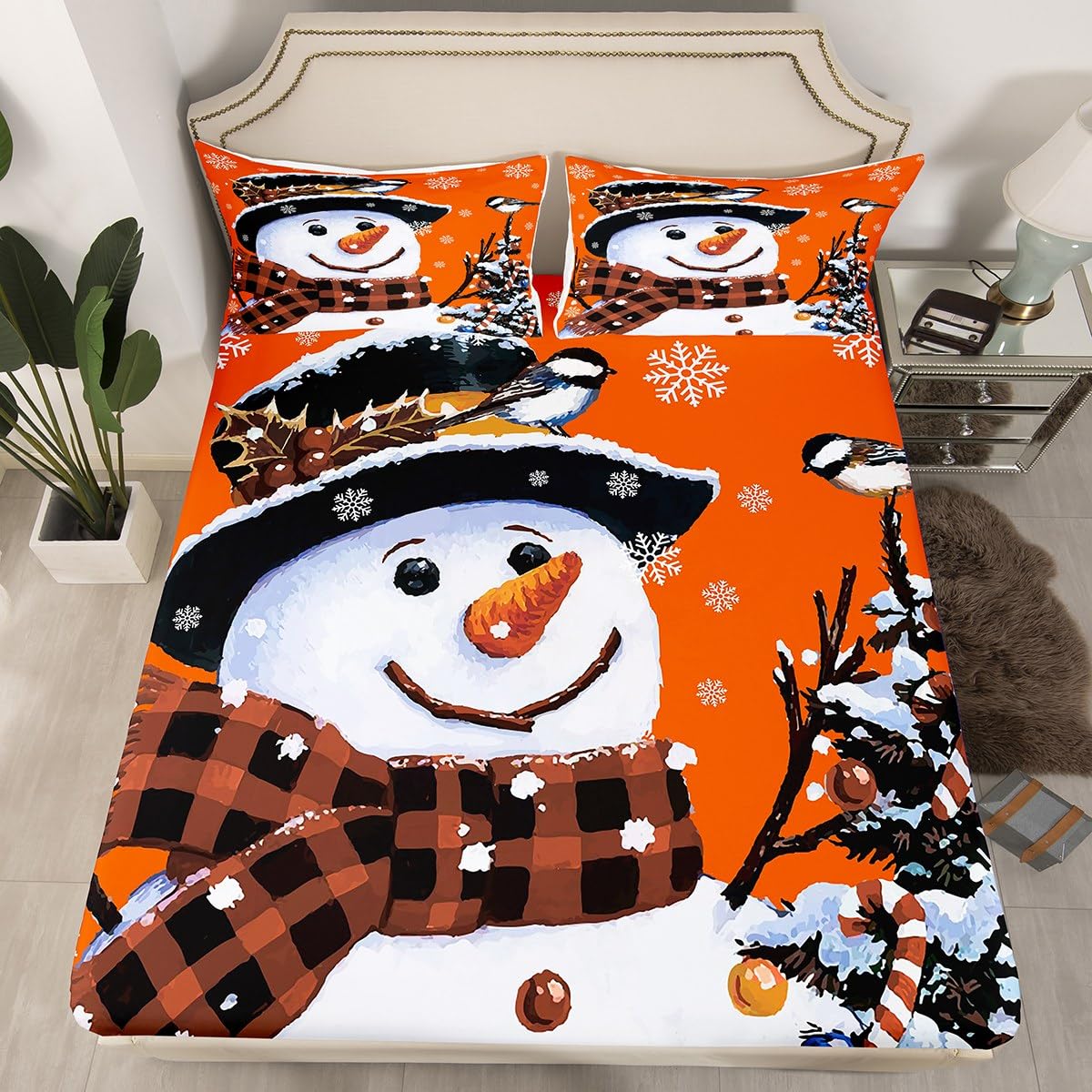 Foto 3 pulgar | Juego De Ropa De Cama Feelyou Kids Para Navidad, Muñeco De Nieve, Tamaño Queen - Venta Internacional.