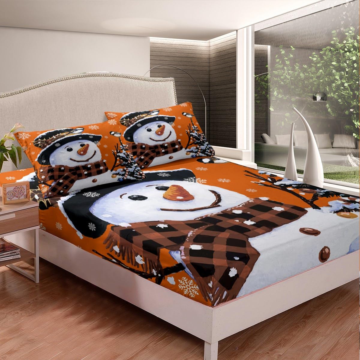 Foto 5 | Juego De Ropa De Cama Feelyou Kids Para Navidad, Muñeco De Nieve, Tamaño Queen - Venta Internacional.