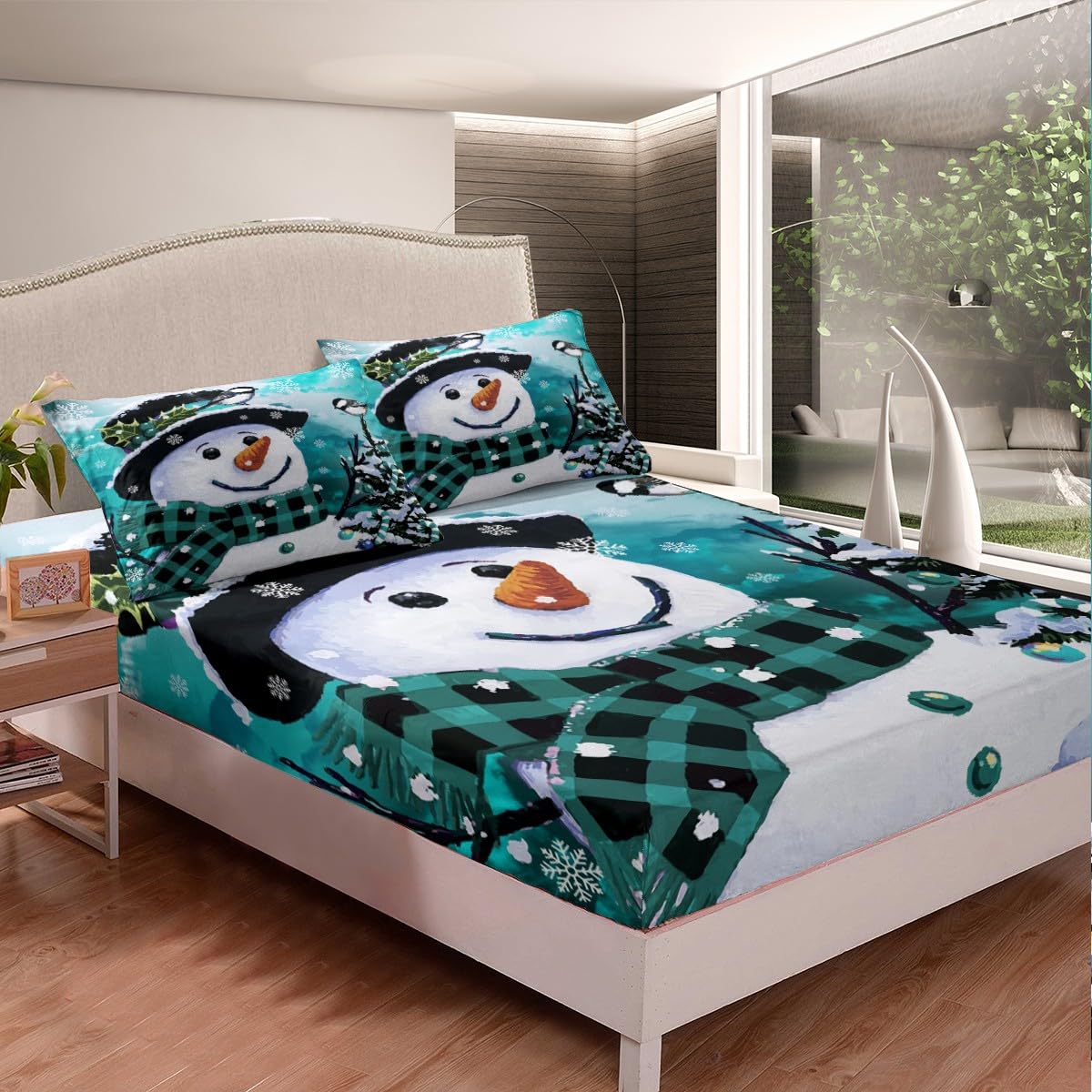 Foto 6 pulgar | Juego De Ropa De Cama Feelyou Kids Para Navidad, Muñeco De Nieve, Tamaño Queen - Venta Internacional.