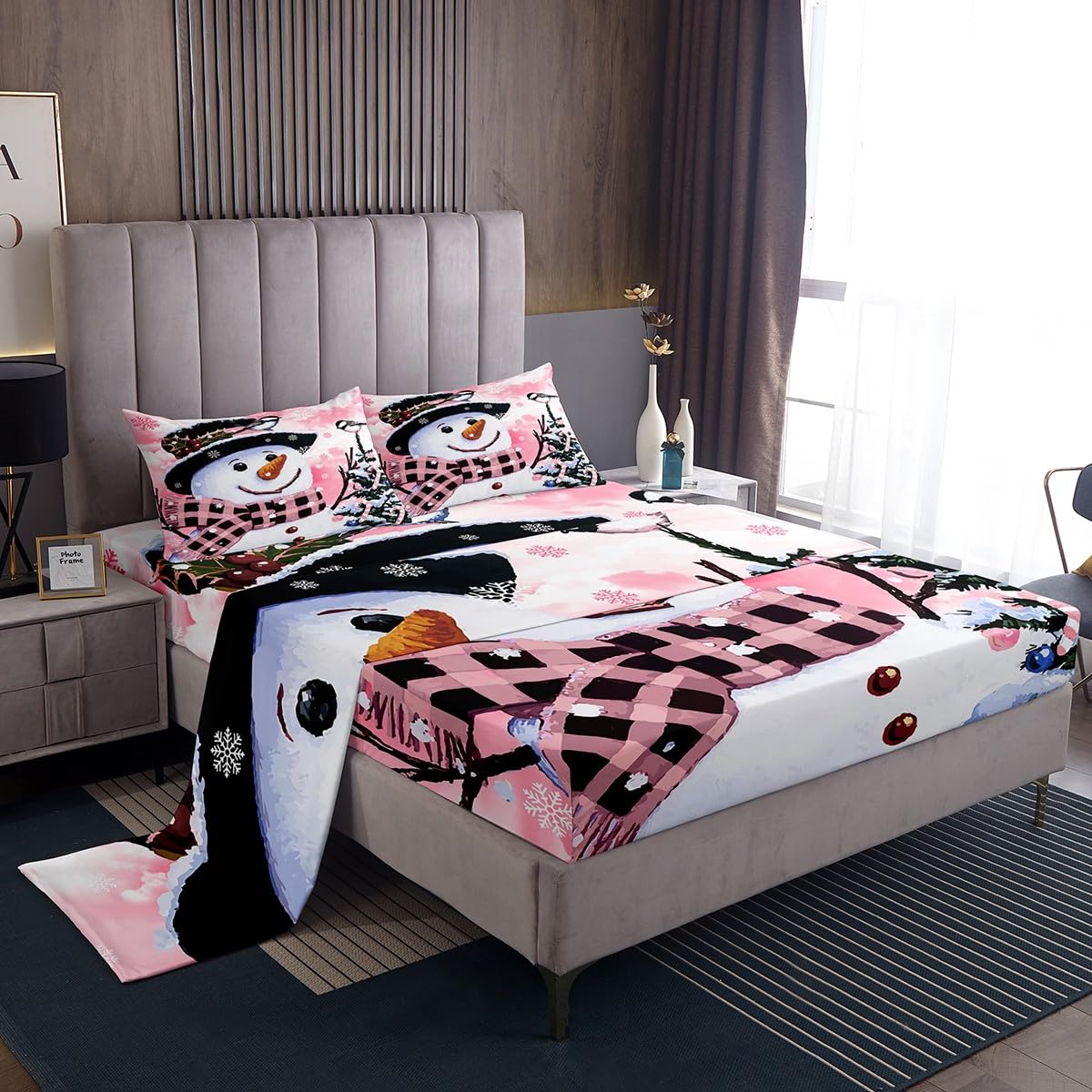 Foto 2 pulgar | Juego De Ropa De Cama Feelyou Kids Para Navidad, Muñeco De Nieve, Tamaño Queen - Venta Internacional.