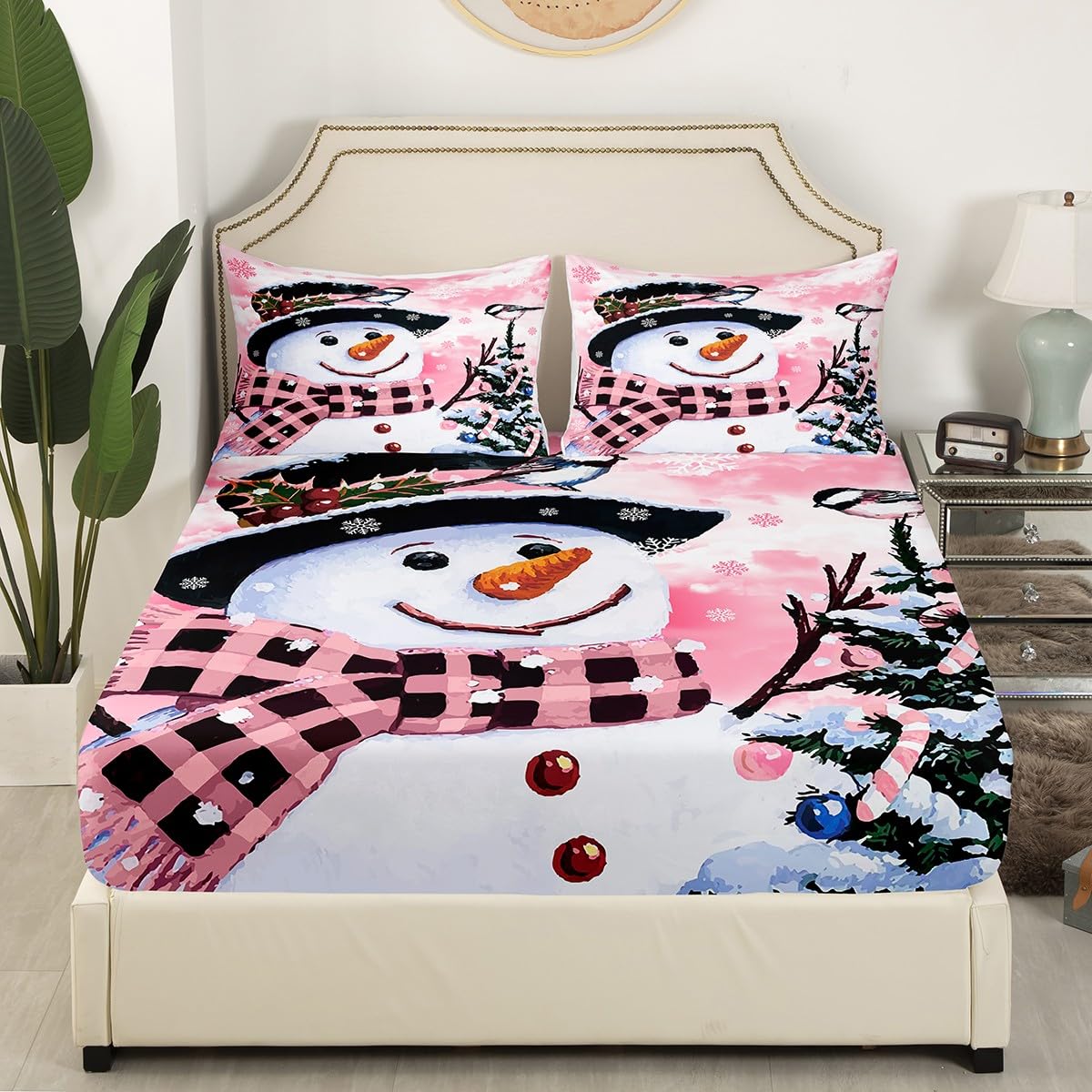 Foto 4 pulgar | Juego De Ropa De Cama Feelyou Kids Para Navidad, Muñeco De Nieve, Tamaño Queen - Venta Internacional.