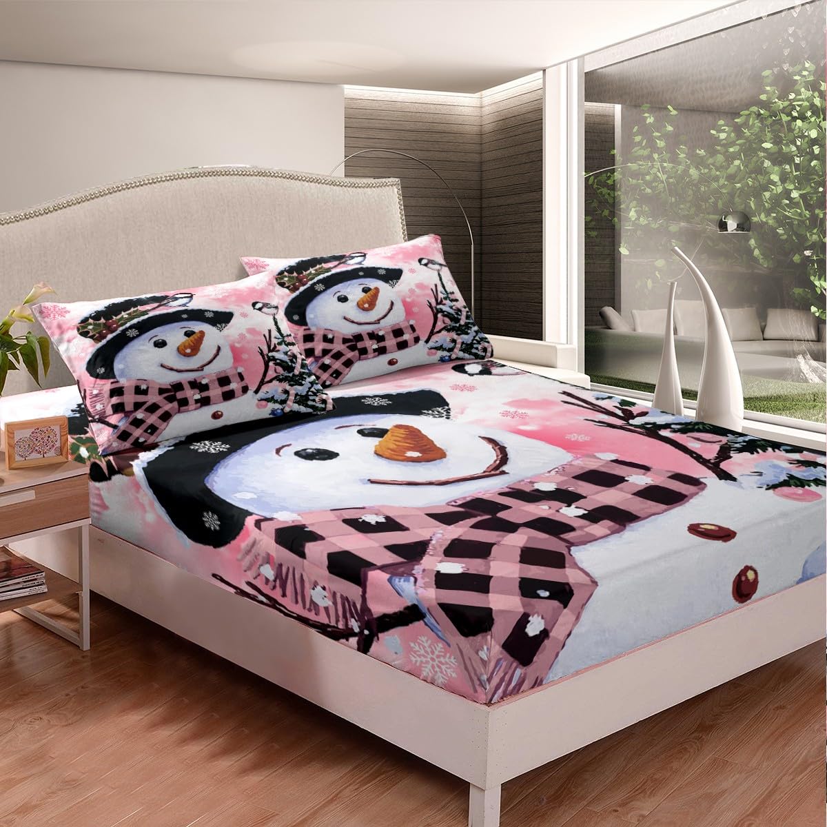Foto 6 pulgar | Juego De Ropa De Cama Feelyou Kids Para Navidad, Muñeco De Nieve, Tamaño Queen - Venta Internacional.
