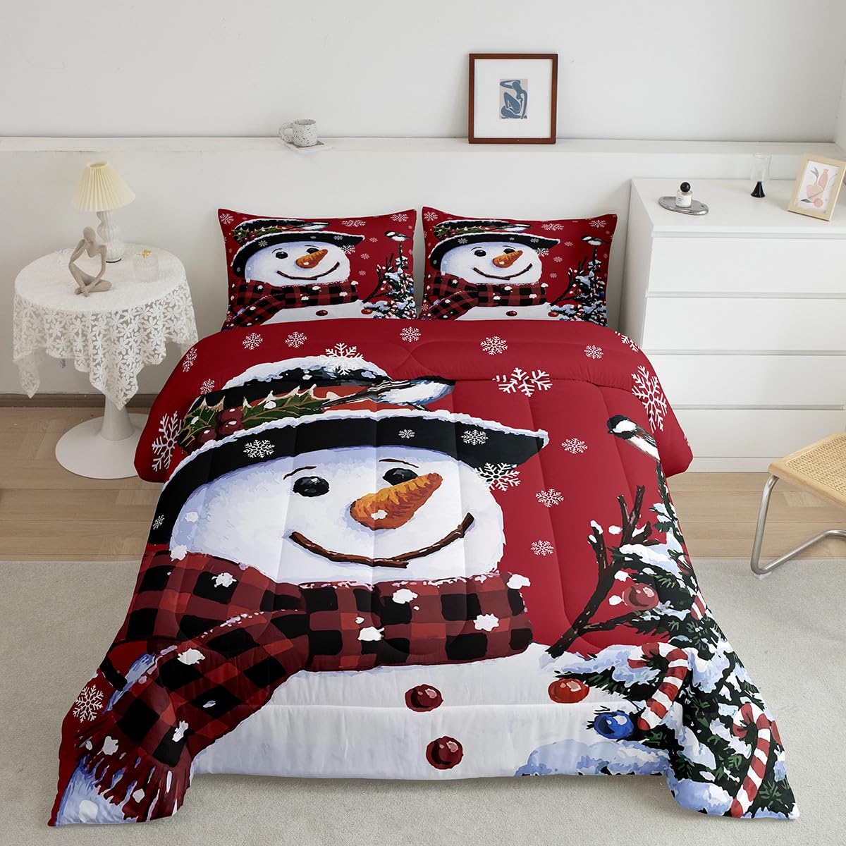 Juego De Ropa De Cama Feelyou Kids Christmas Snowman Queen - Venta Internacional.