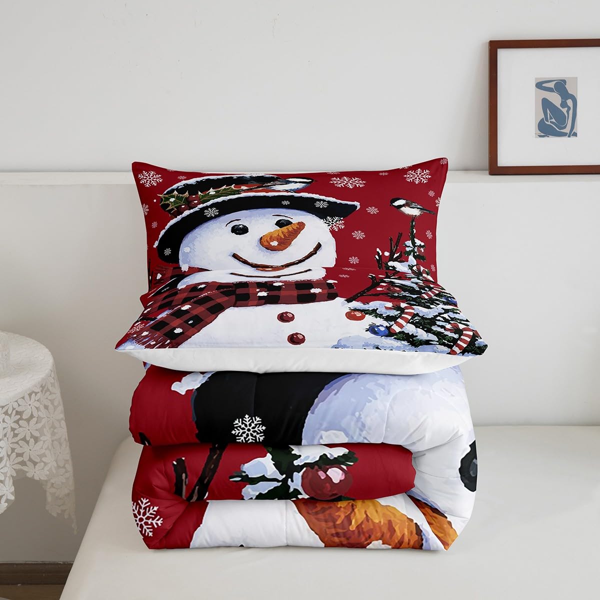 Foto 4 pulgar | Juego De Ropa De Cama Feelyou Kids Christmas Snowman Queen - Venta Internacional.