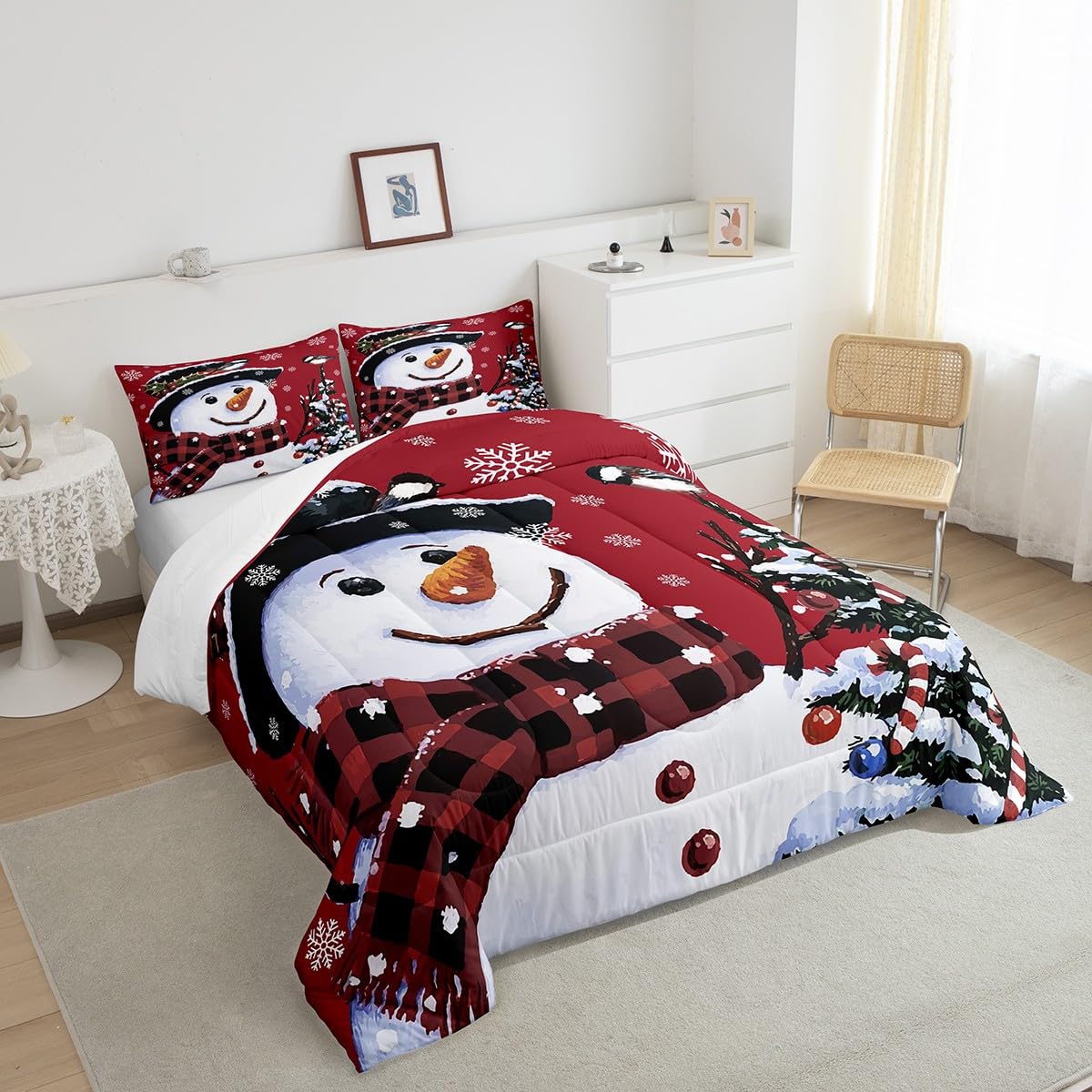 Foto 6 pulgar | Juego De Ropa De Cama Feelyou Kids Christmas Snowman Queen - Venta Internacional.