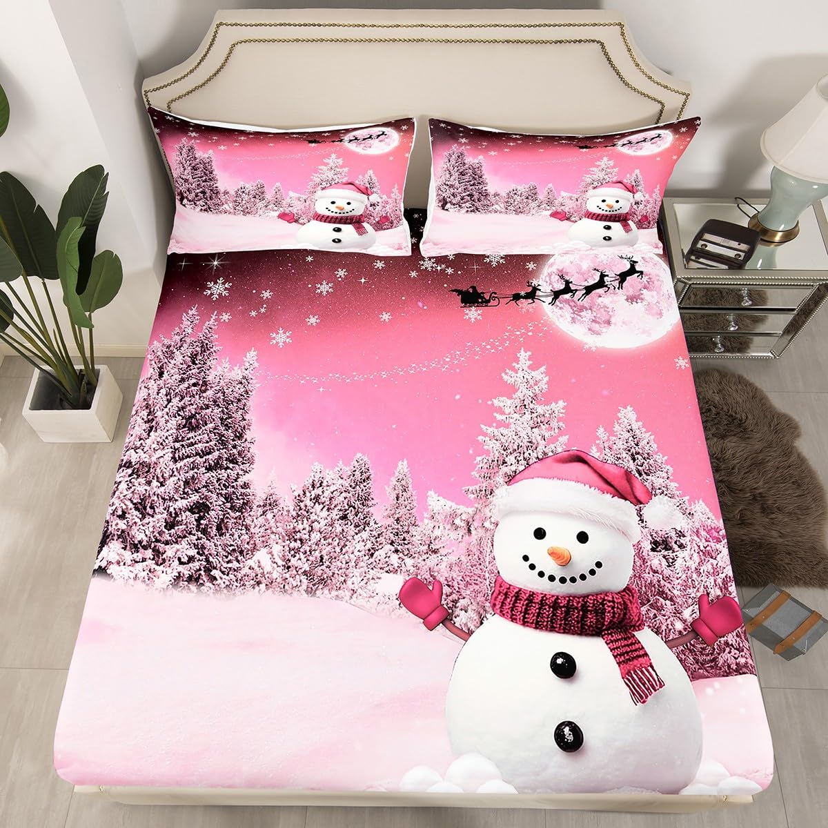 Foto 3 pulgar | Sábanas Feelyou Kids, Feliz Navidad, Muñeco De Nieve, Reina - Venta Internacional.