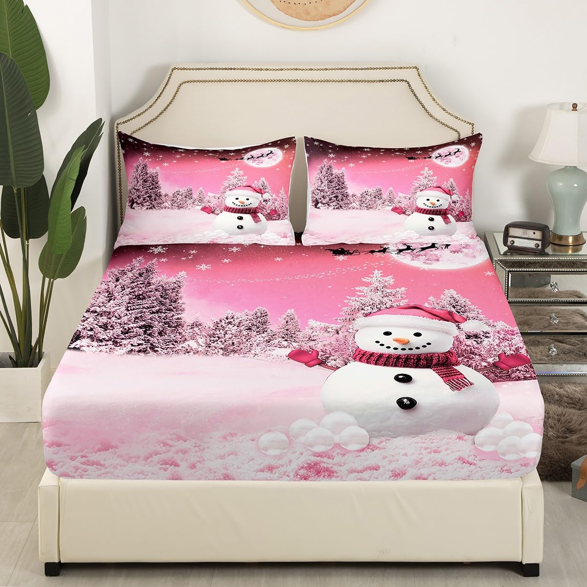 Foto 4 pulgar | Sábanas Feelyou Kids, Feliz Navidad, Muñeco De Nieve, Reina - Venta Internacional.