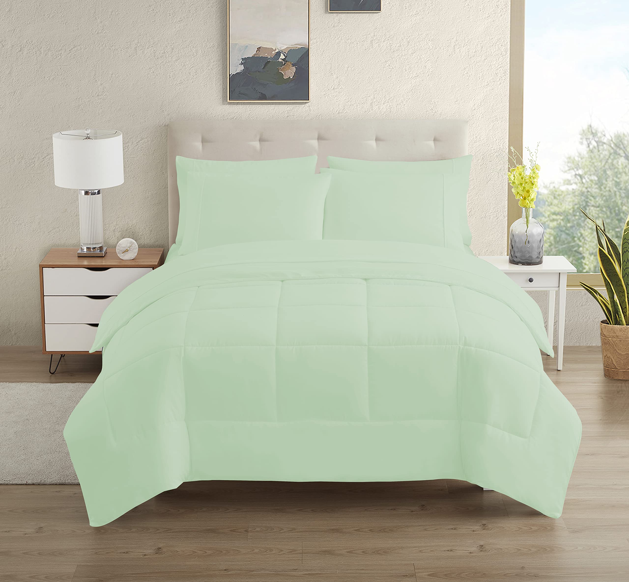 Foto 2 pulgar | Juego De Ropa De Cama Sweet Home Collection, Tamaño Completo, 7 Piezas, Color Menta - Venta Internacional.