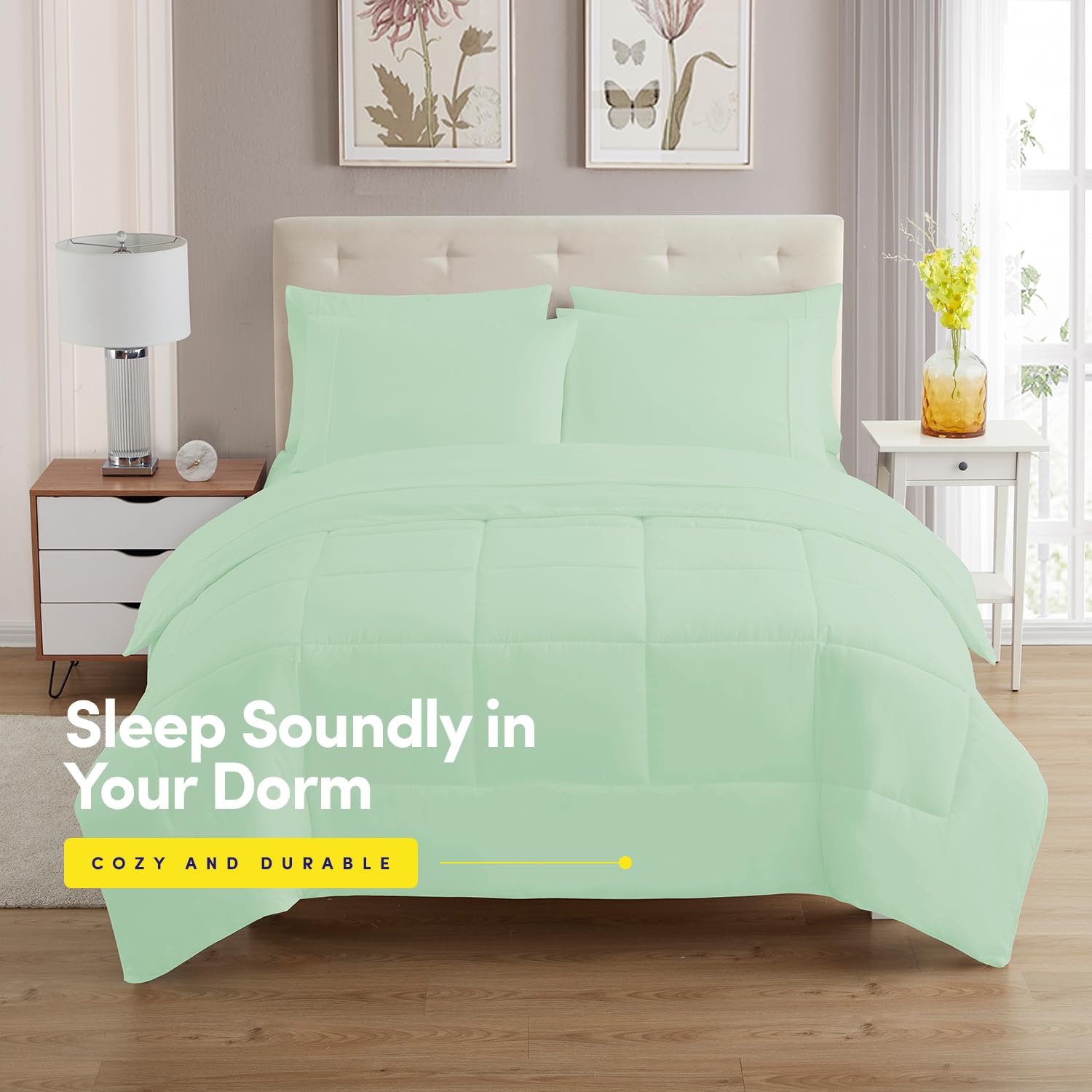 Foto 2 | Juego De Ropa De Cama Sweet Home Collection, Tamaño Completo, 7 Piezas, Color Menta - Venta Internacional.