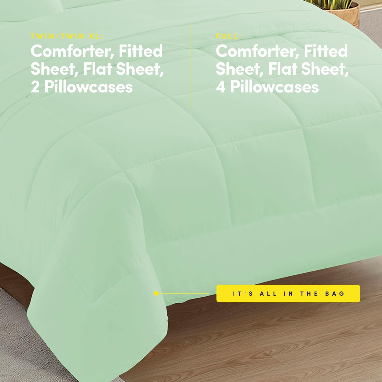 Foto 4 pulgar | Juego De Ropa De Cama Sweet Home Collection, Tamaño Completo, 7 Piezas, Color Menta - Venta Internacional.