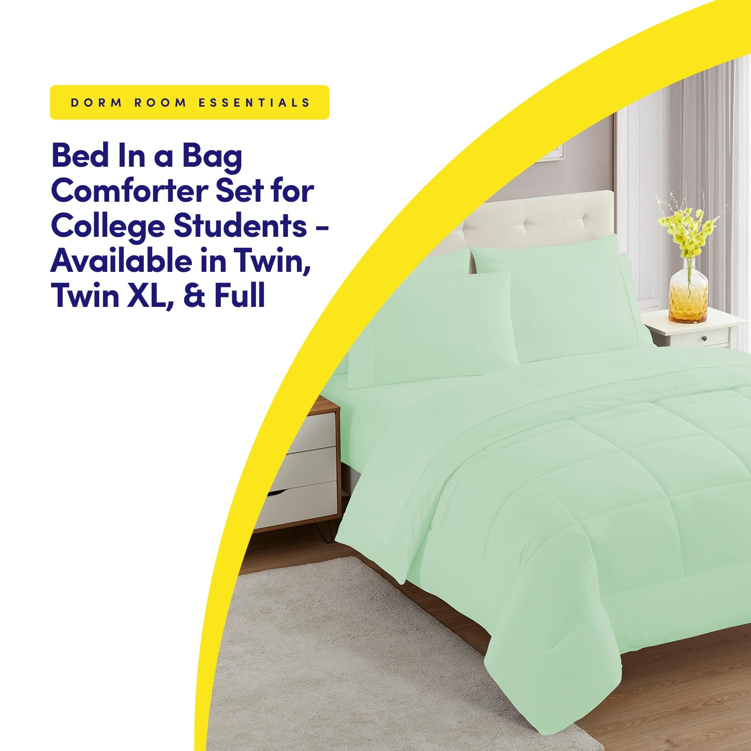 Foto 5 | Juego De Ropa De Cama Sweet Home Collection, Tamaño Completo, 7 Piezas, Color Menta - Venta Internacional.