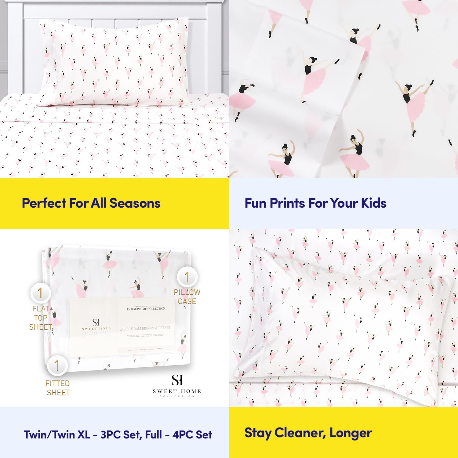 Foto 6 | Juego De Sábanas Sweet Home Collection 1500 Supreme Kids Full - Venta Internacional.