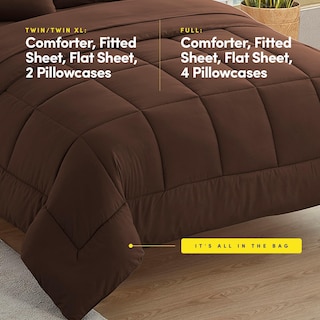 Foto 3 | Juego De Ropa De Cama Sweet Home Collection, Tamaño Completo, 7 Piezas, Marrón - Venta Internacional.