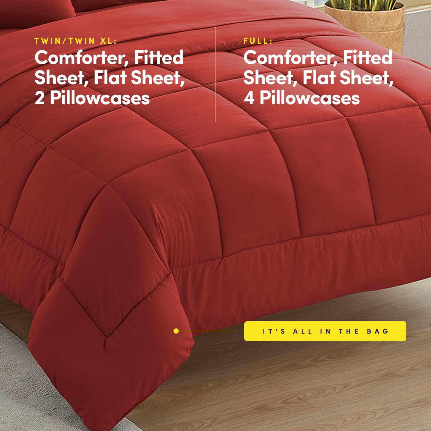 Foto 4 pulgar | Juego De Ropa De Cama Sweet Home Collection, Tamaño Doble, 5 Piezas, Rojo - Venta Internacional.