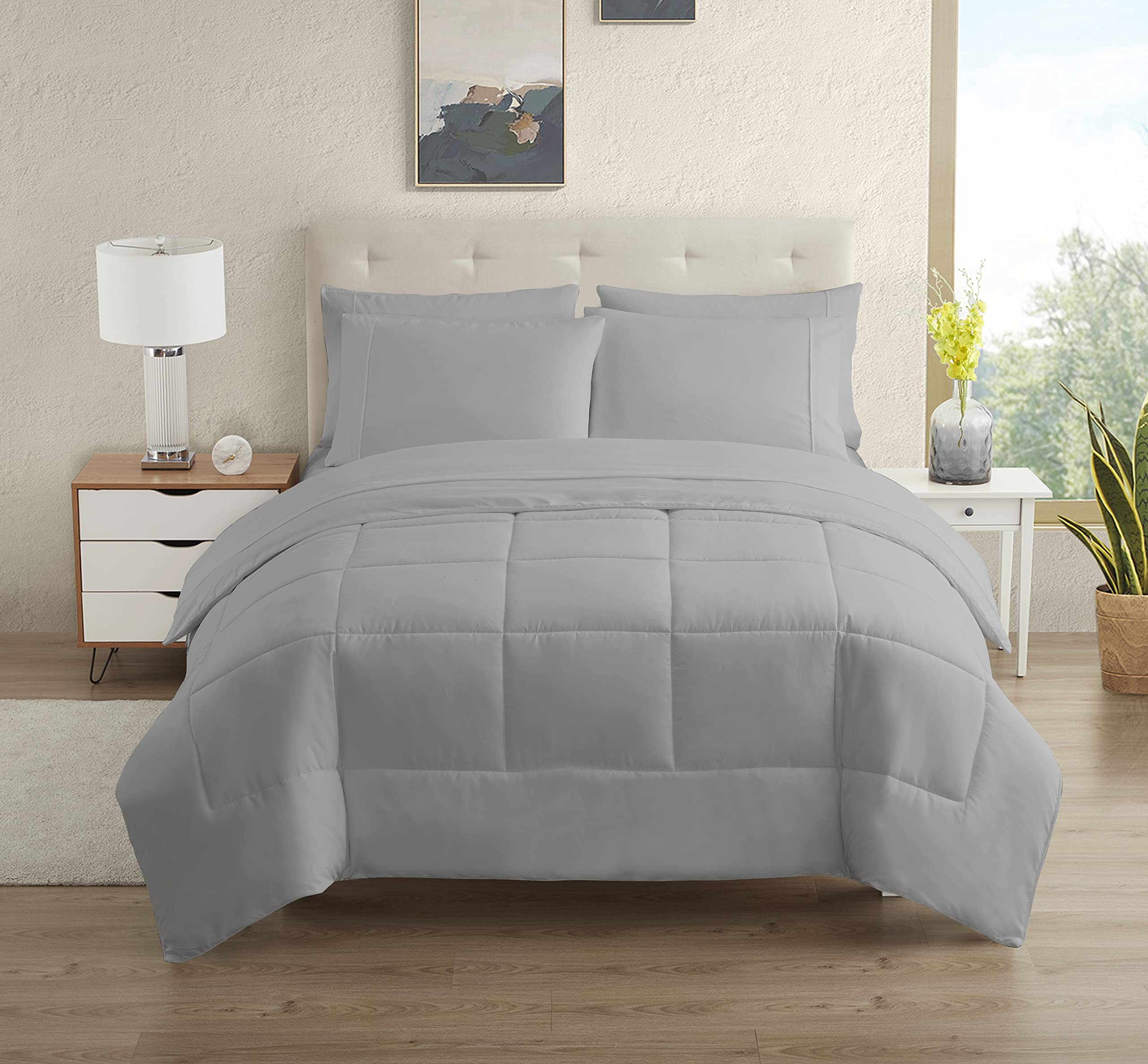 Foto 2 pulgar | Juego De Ropa De Cama Sweet Home Collection, Tamaño Completo, Plateado, 7 Piezas - Venta Internacional.