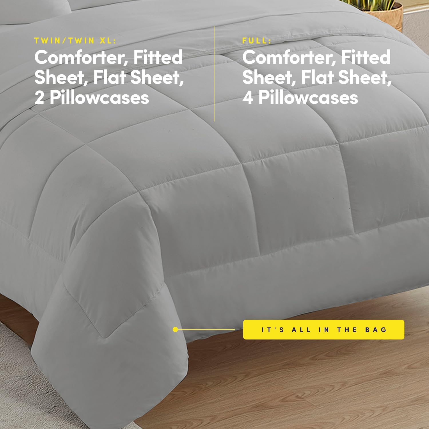 Foto 3 | Juego De Ropa De Cama Sweet Home Collection, Tamaño Completo, Plateado, 7 Piezas - Venta Internacional.