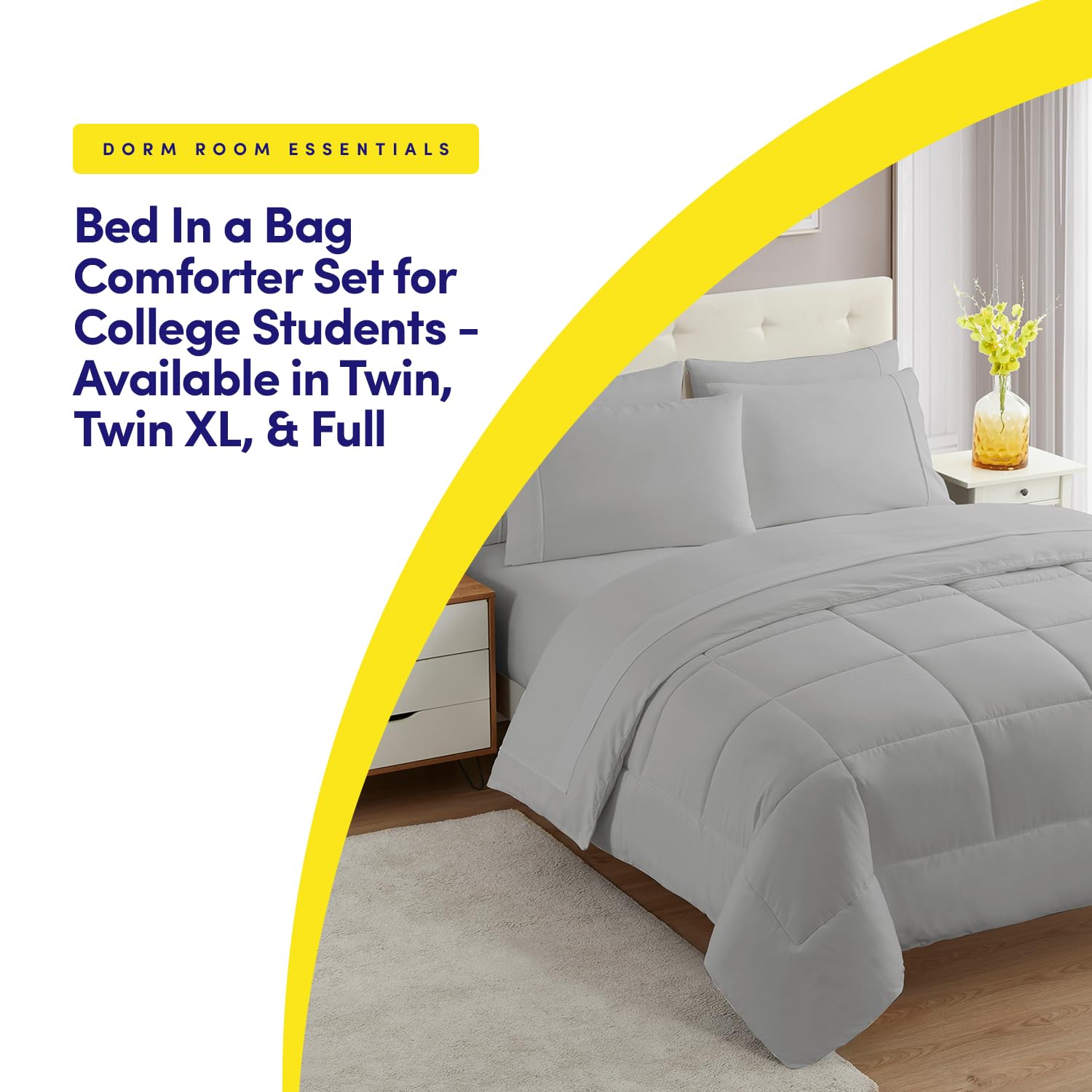 Foto 5 | Juego De Ropa De Cama Sweet Home Collection, Tamaño Completo, Plateado, 7 Piezas - Venta Internacional.