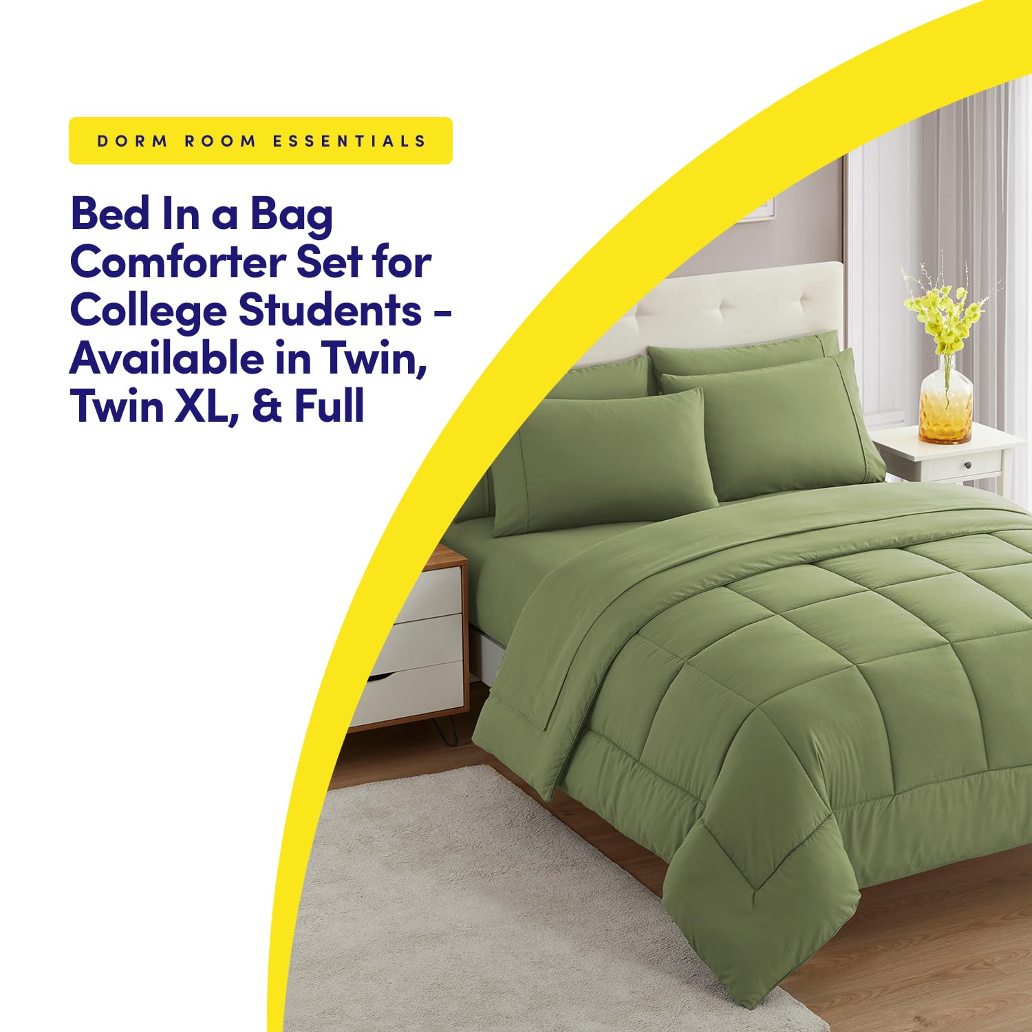 Foto 6 pulgar | Juego De Ropa De Cama Sweet Home Collection, Tamaño Completo, Color Verde Salvia - Venta Internacional.