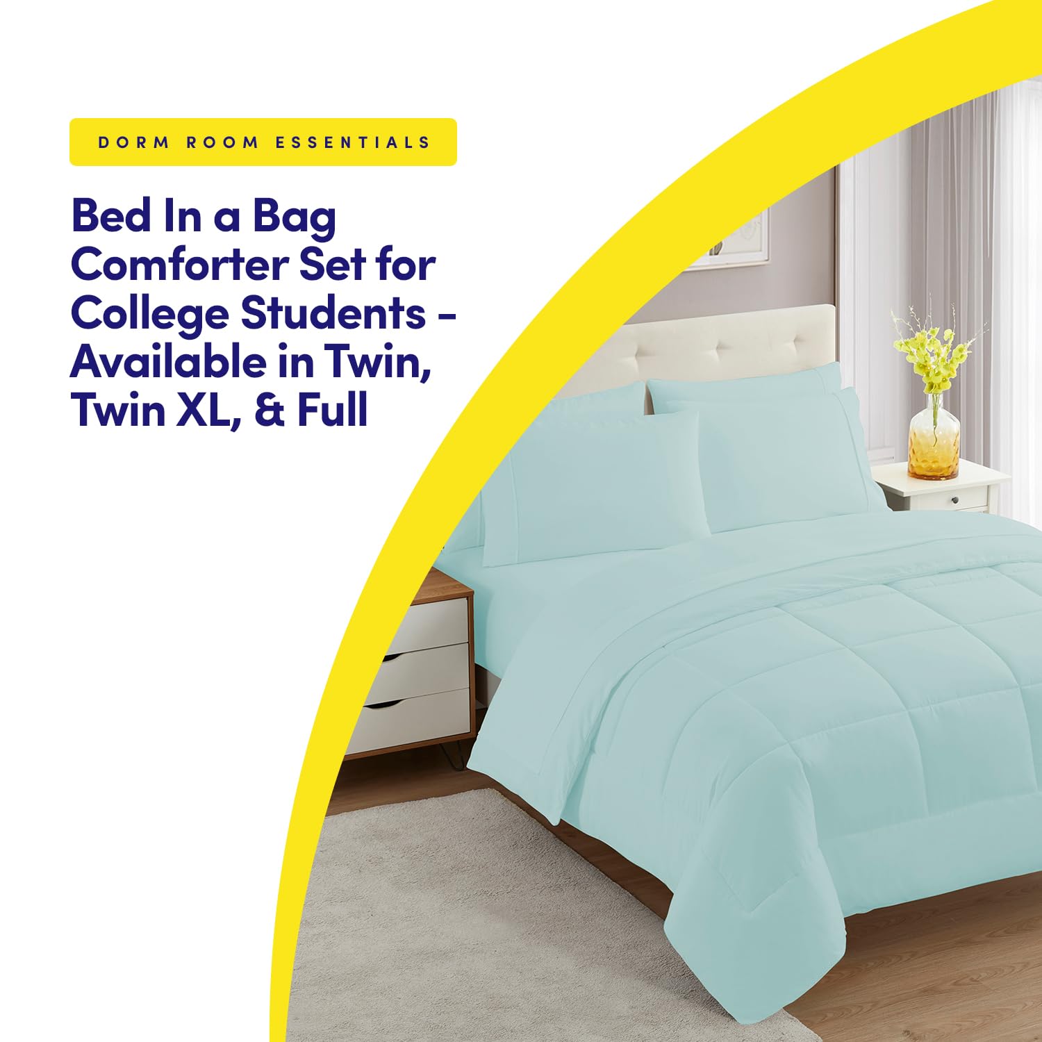Foto 5 | Juego De Cama Sweet Home Collection, Tamaño Completo, Color Aguamarina, 7 Piezas - Venta Internacional.