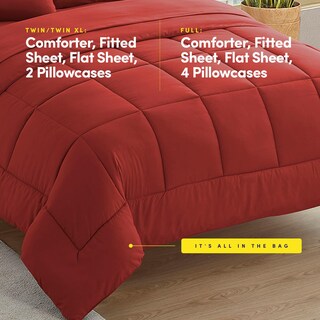 Foto 3 | Juego De Ropa De Cama Sweet Home Collection, Tamaño Completo, 7 Piezas, Rojo - Venta Internacional.