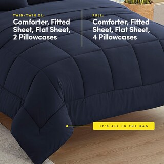 Foto 3 | Juego De Ropa De Cama Sweet Home Collection, Tamaño Doble, Azul Marino - Venta Internacional.