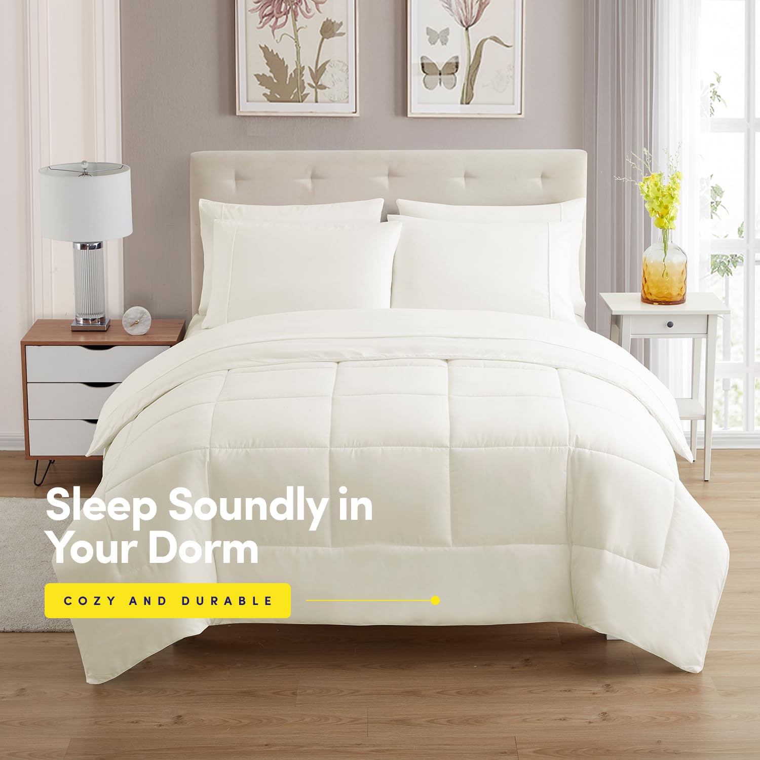 Foto 3 pulgar | Juego De Ropa De Cama Sweet Home Collection Dorm Room Twin Xl Ivory - Venta Internacional.