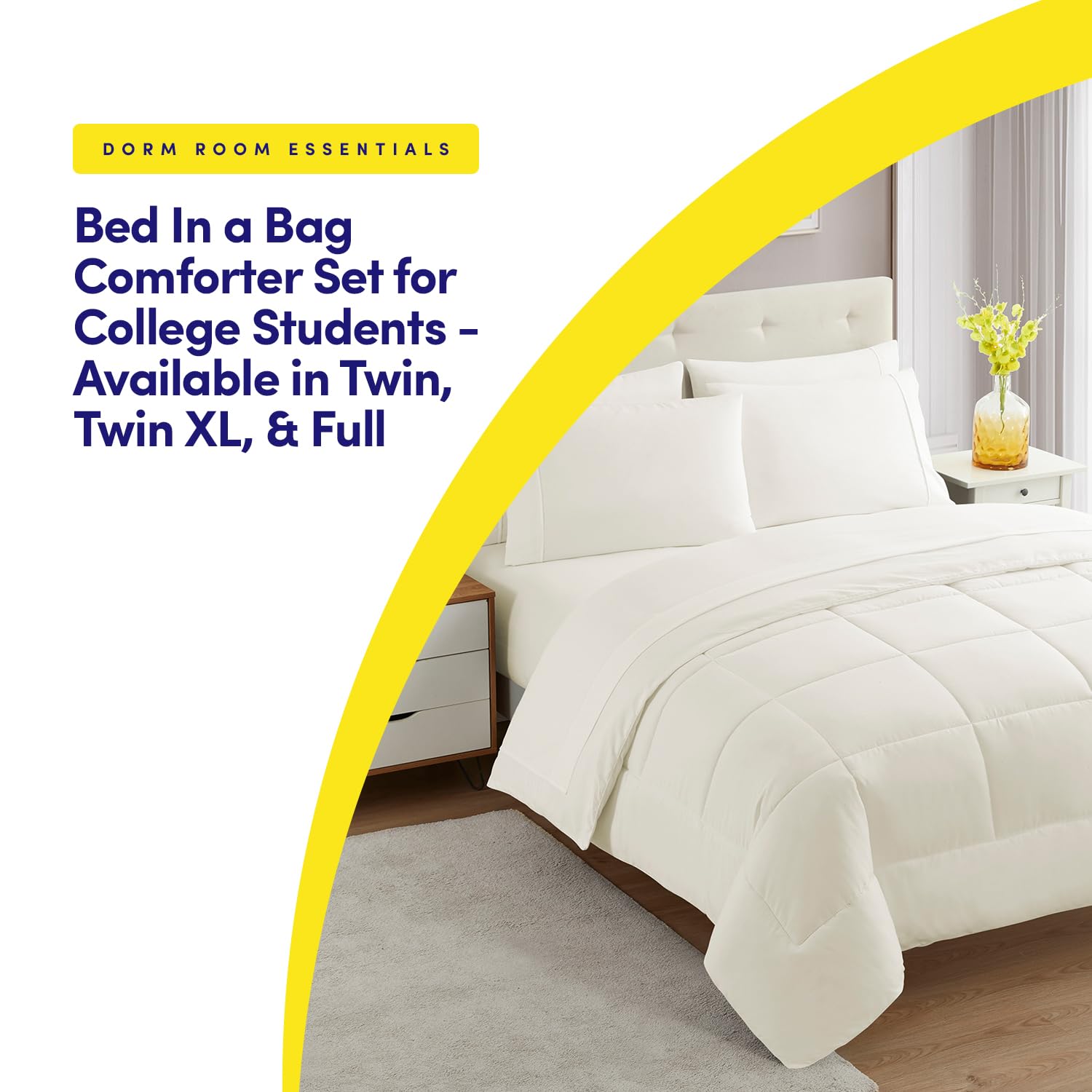 Foto 6 pulgar | Juego De Ropa De Cama Sweet Home Collection Dorm Room Twin Xl Ivory - Venta Internacional.