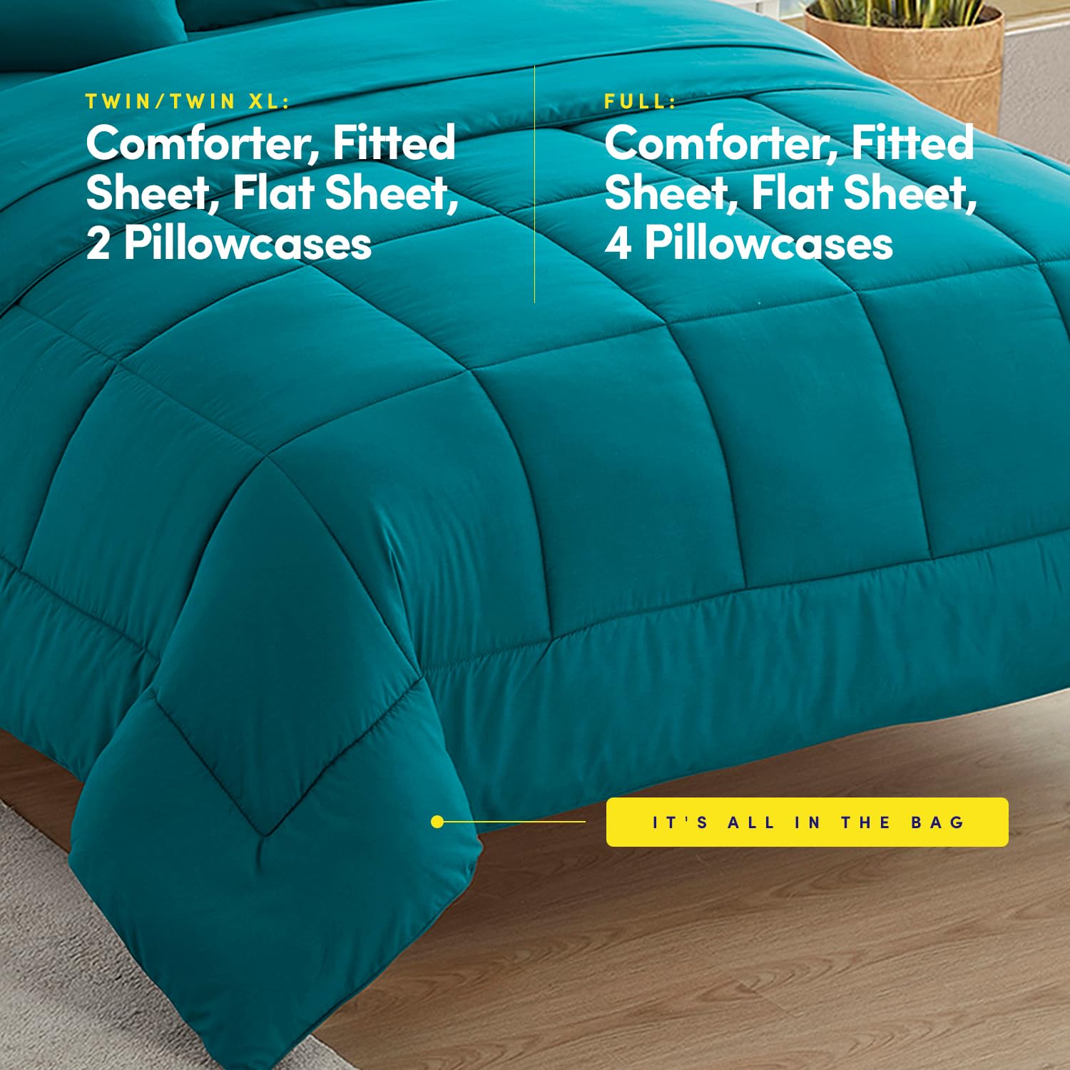 Foto 3 | Juego De Ropa De Cama Sweet Home Collection, Tamaño Completo, Color Verde Azulado, 7 Piezas - Venta Internacional.