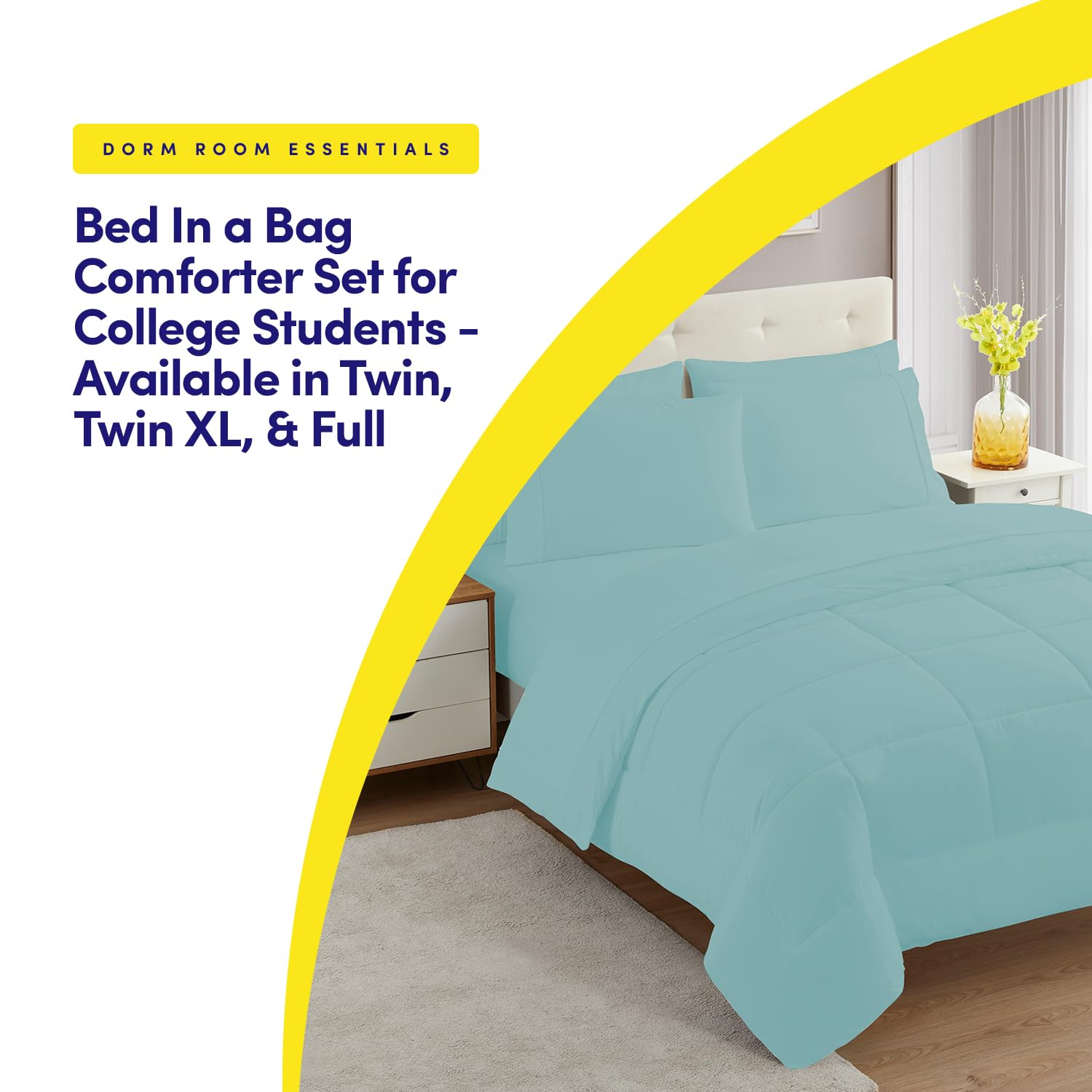 Foto 5 | Juego De Ropa De Cama Sweet Home Collection, Tamaño Doble, Color Azul Brumoso - Venta Internacional.