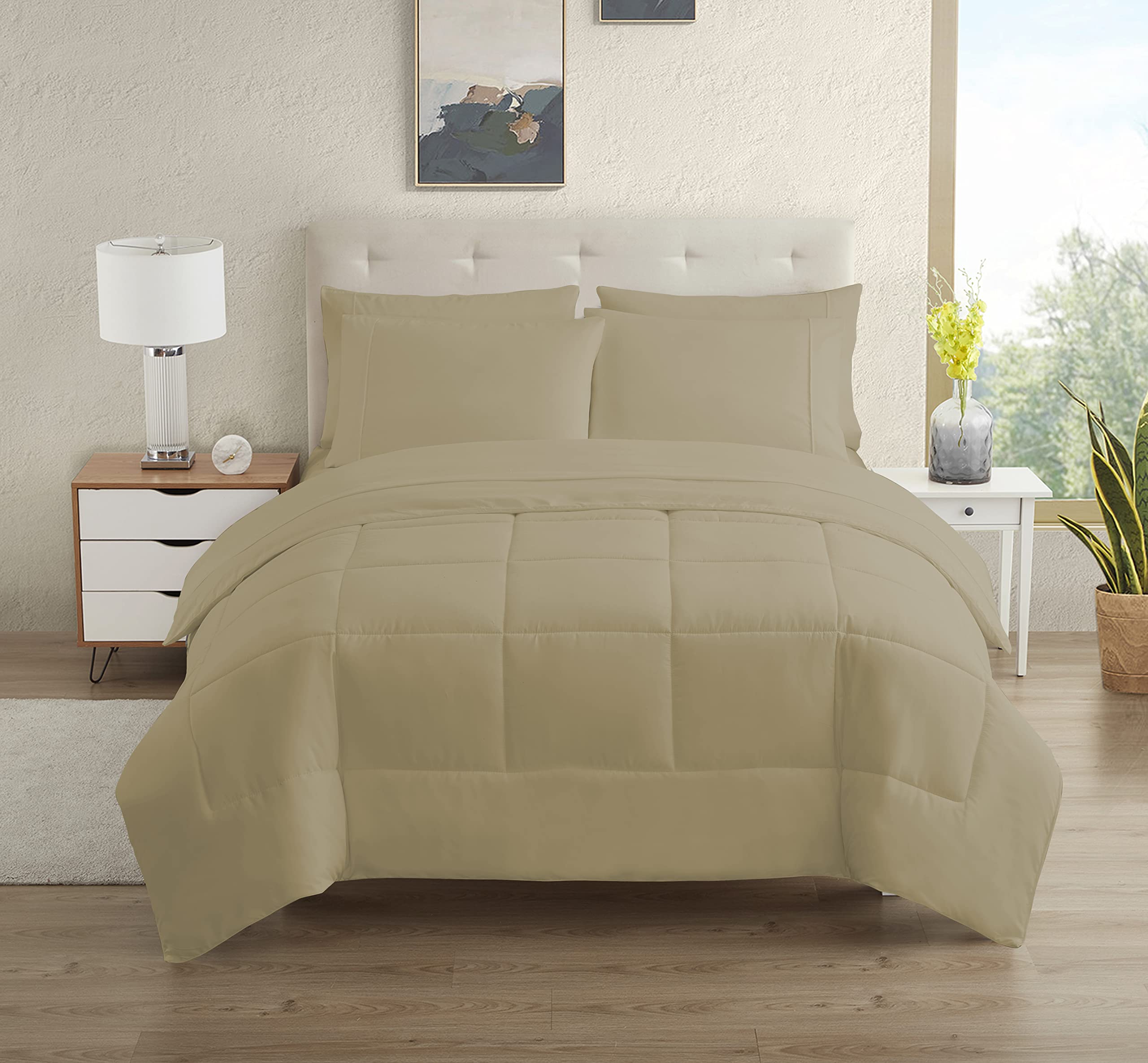 Foto 2 pulgar | Juego De Ropa De Cama Sweet Home Collection, Tamaño Completo, Color Topo, 7 Piezas - Venta Internacional.