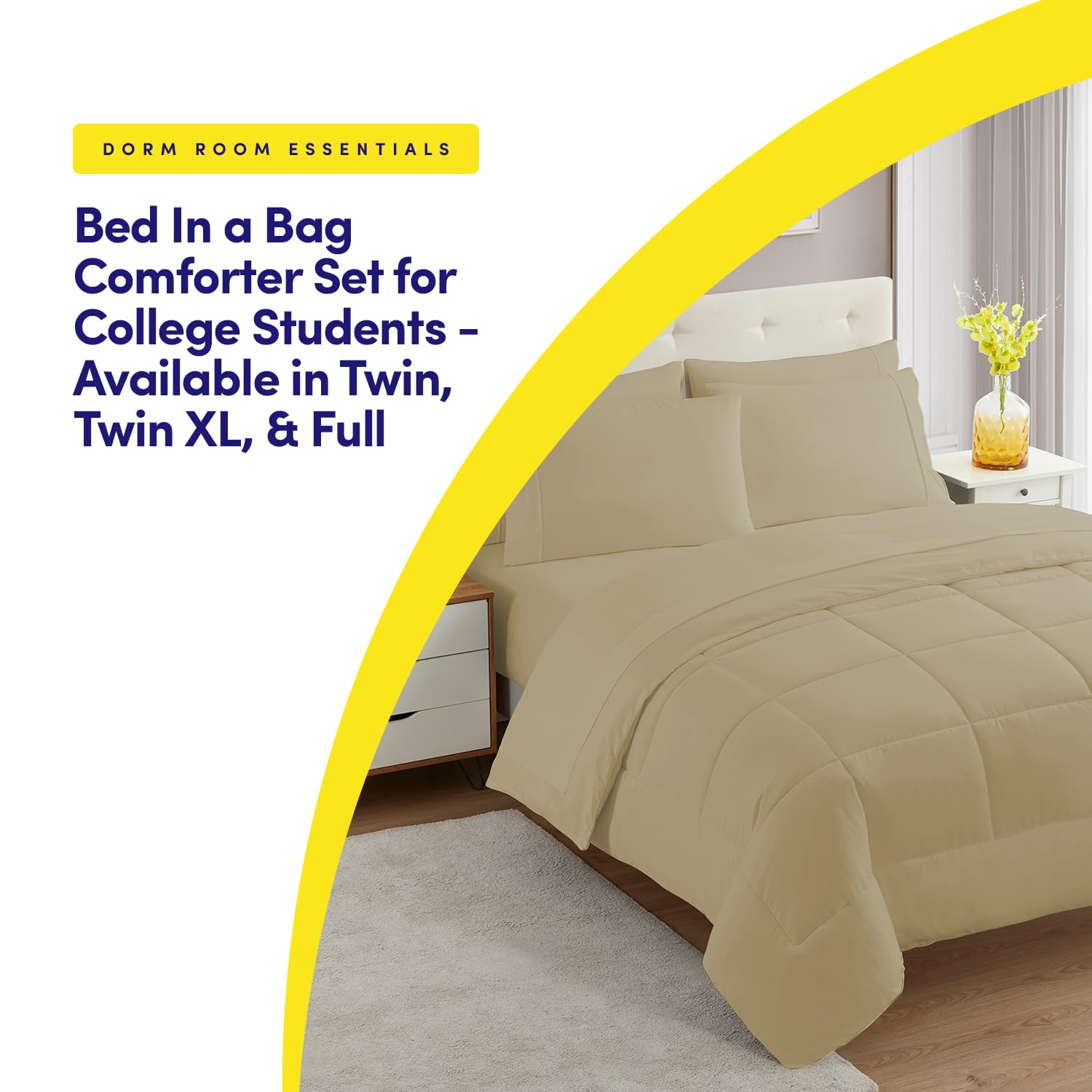 Foto 5 | Juego De Ropa De Cama Sweet Home Collection, Tamaño Completo, Color Topo, 7 Piezas - Venta Internacional.