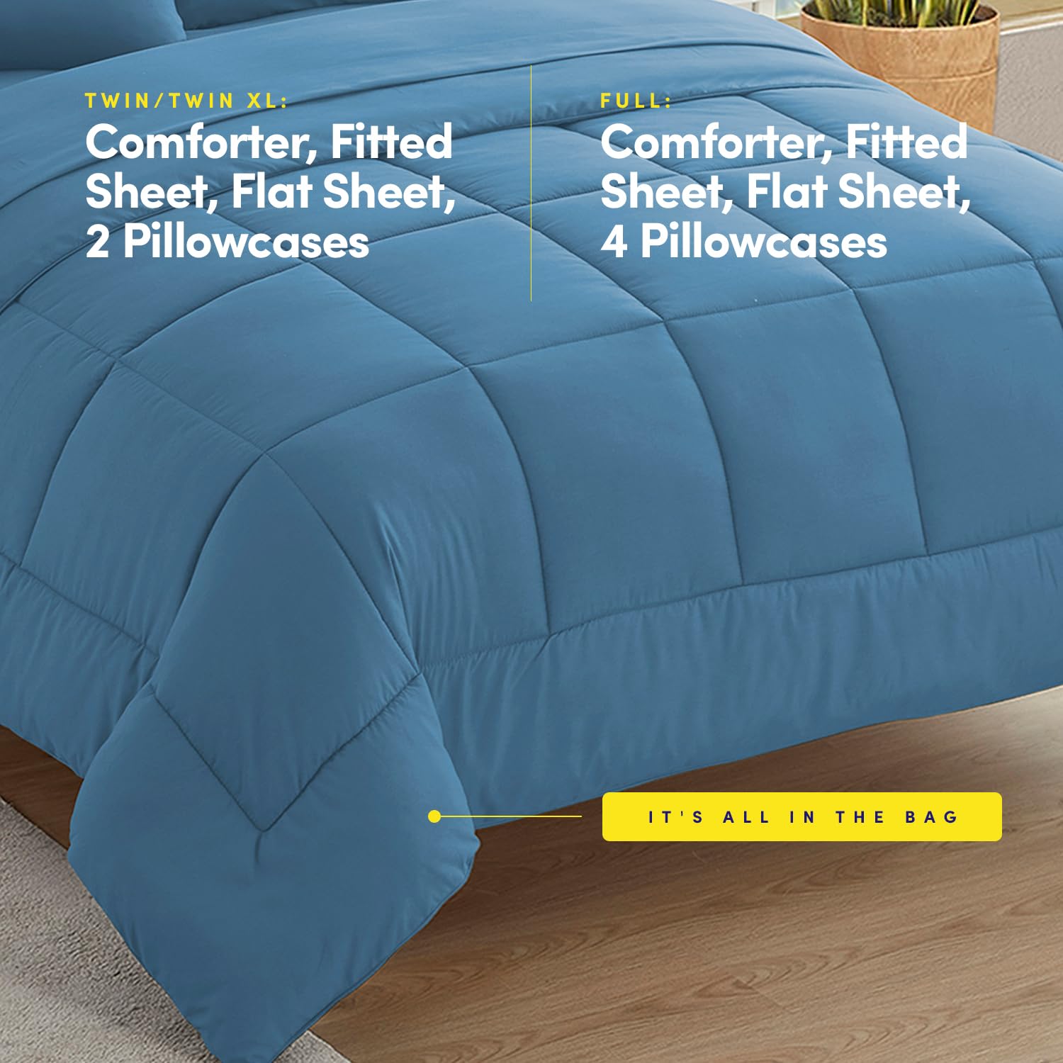 Foto 4 pulgar | Juego De Ropa De Cama Sweet Home Collection, Tamaño Completo, Azul Vaquero - Venta Internacional.