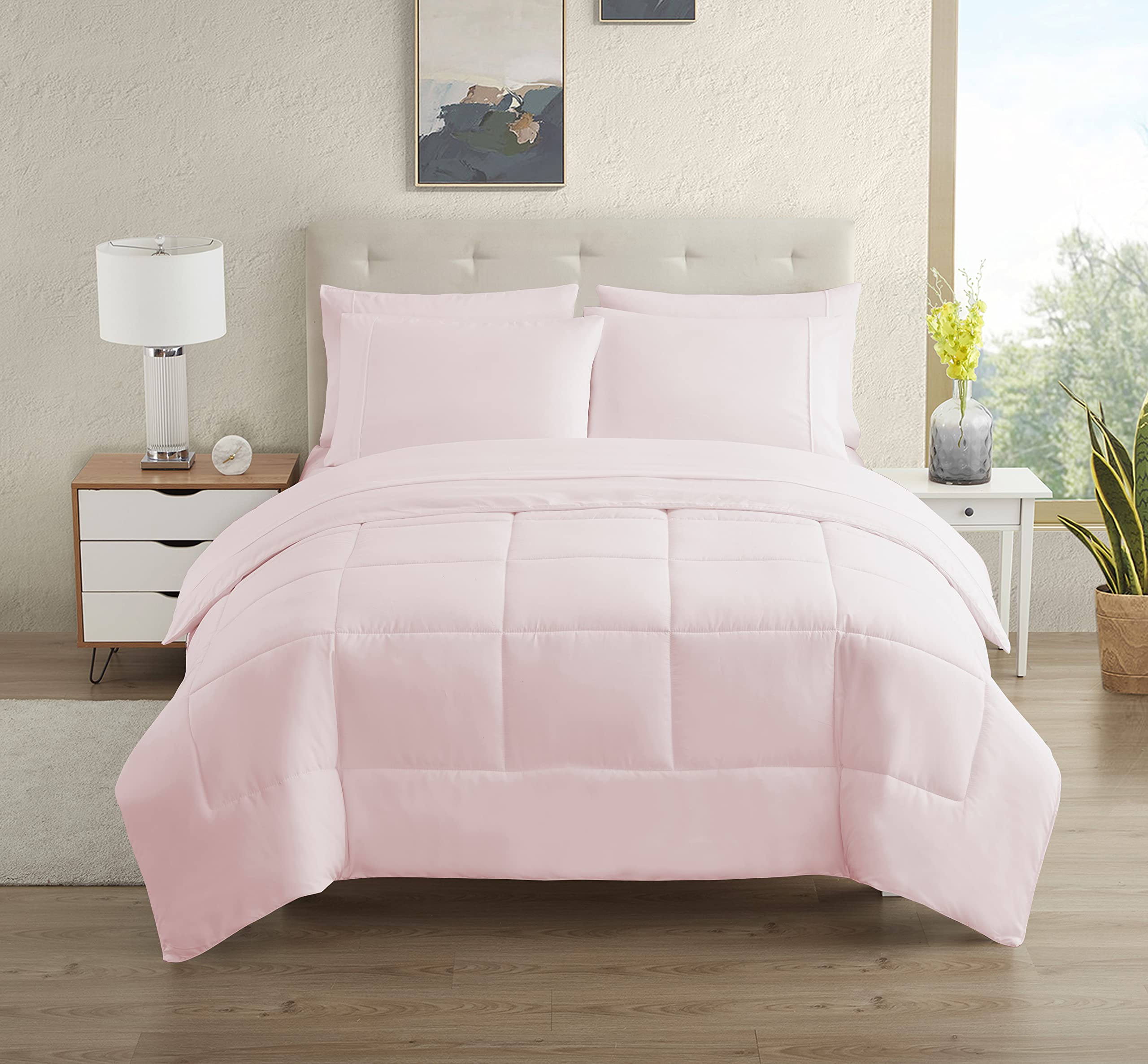 Foto 2 pulgar | Juego De Ropa De Cama Sweet Home Collection, Tamaño Completo, Color Rosa Pálido - Venta Internacional.