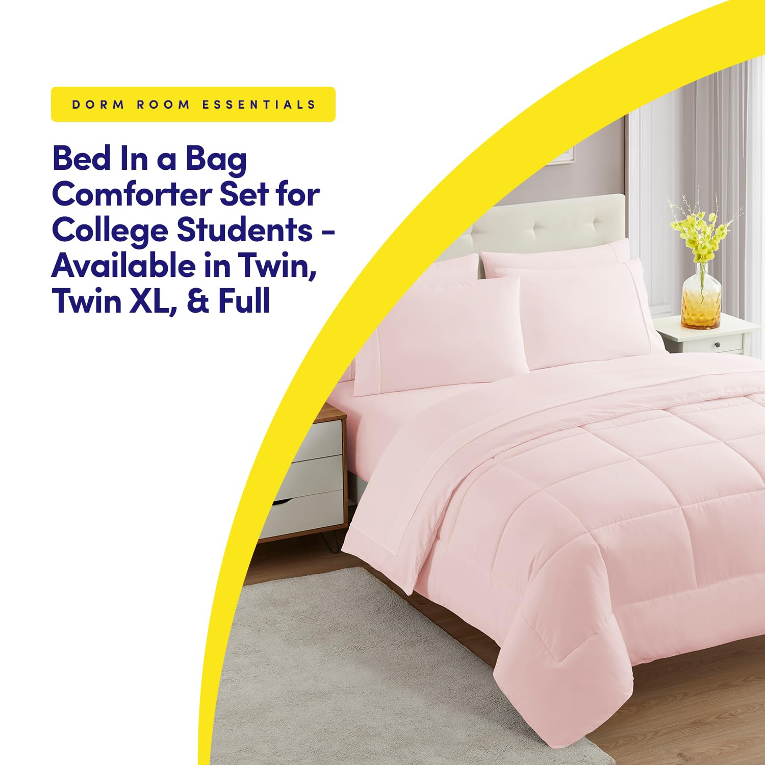 Foto 6 pulgar | Juego De Ropa De Cama Sweet Home Collection, Tamaño Completo, Color Rosa Pálido - Venta Internacional.