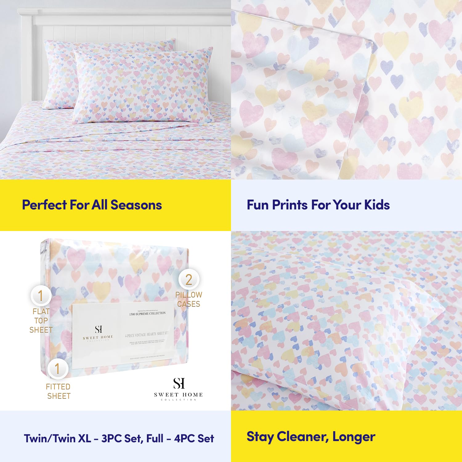 Foto 6 | Juego De Sábanas Sweet Home Collection 1500 Supreme Kids Full - Venta Internacional.