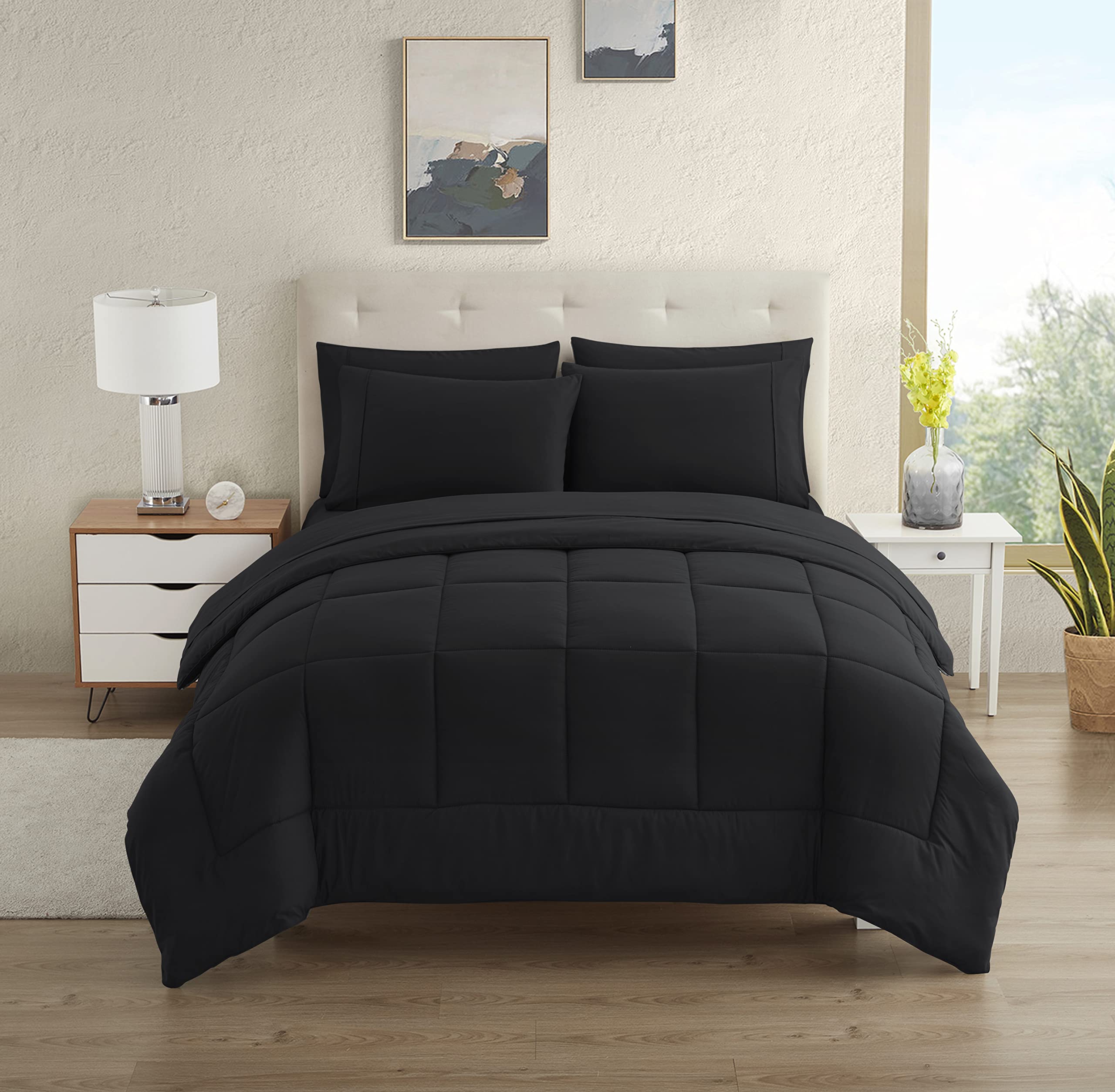 Foto 2 pulgar | Juego De Ropa De Cama Sweet Home Collection, Tamaño Doble, 5 Piezas, Negro - Venta Internacional.