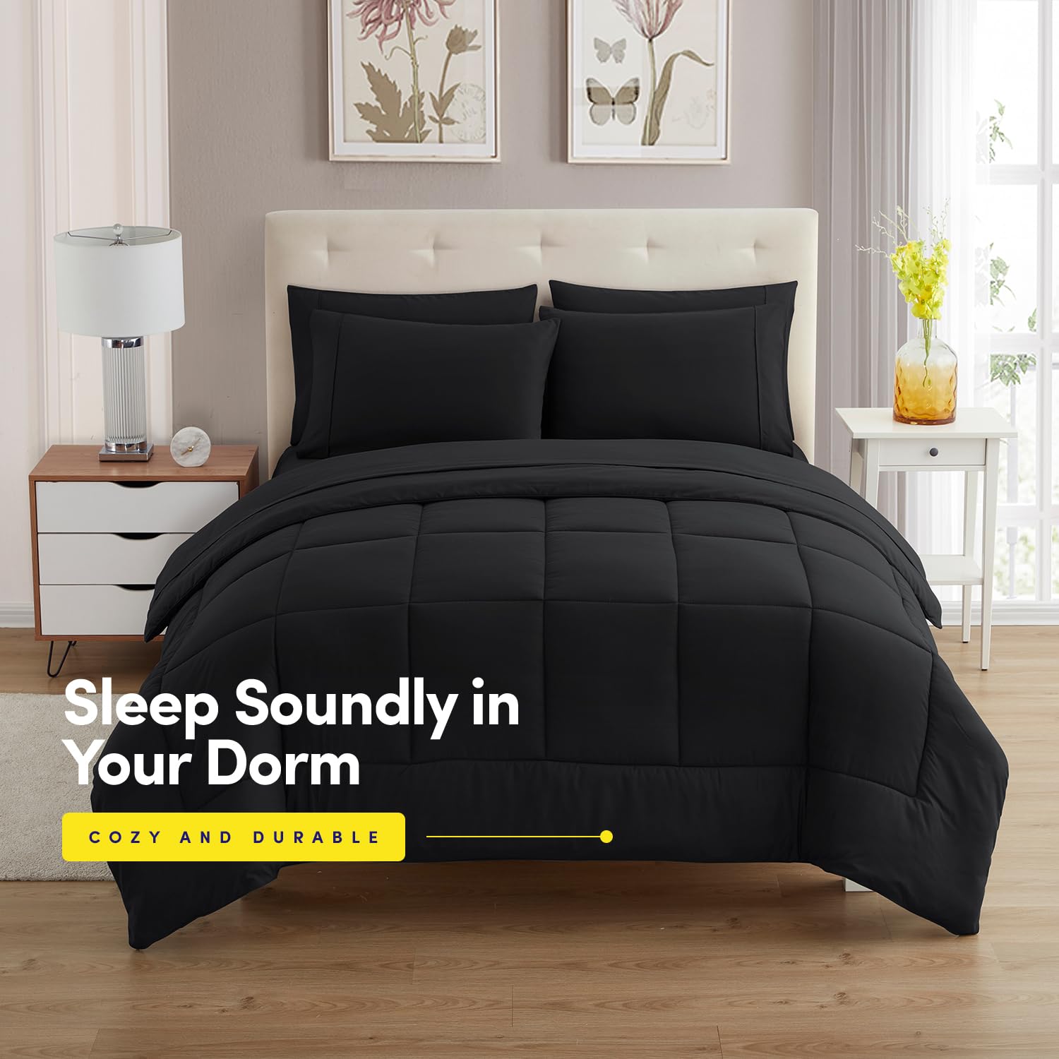 Foto 2 | Juego De Ropa De Cama Sweet Home Collection, Tamaño Doble, 5 Piezas, Negro - Venta Internacional.
