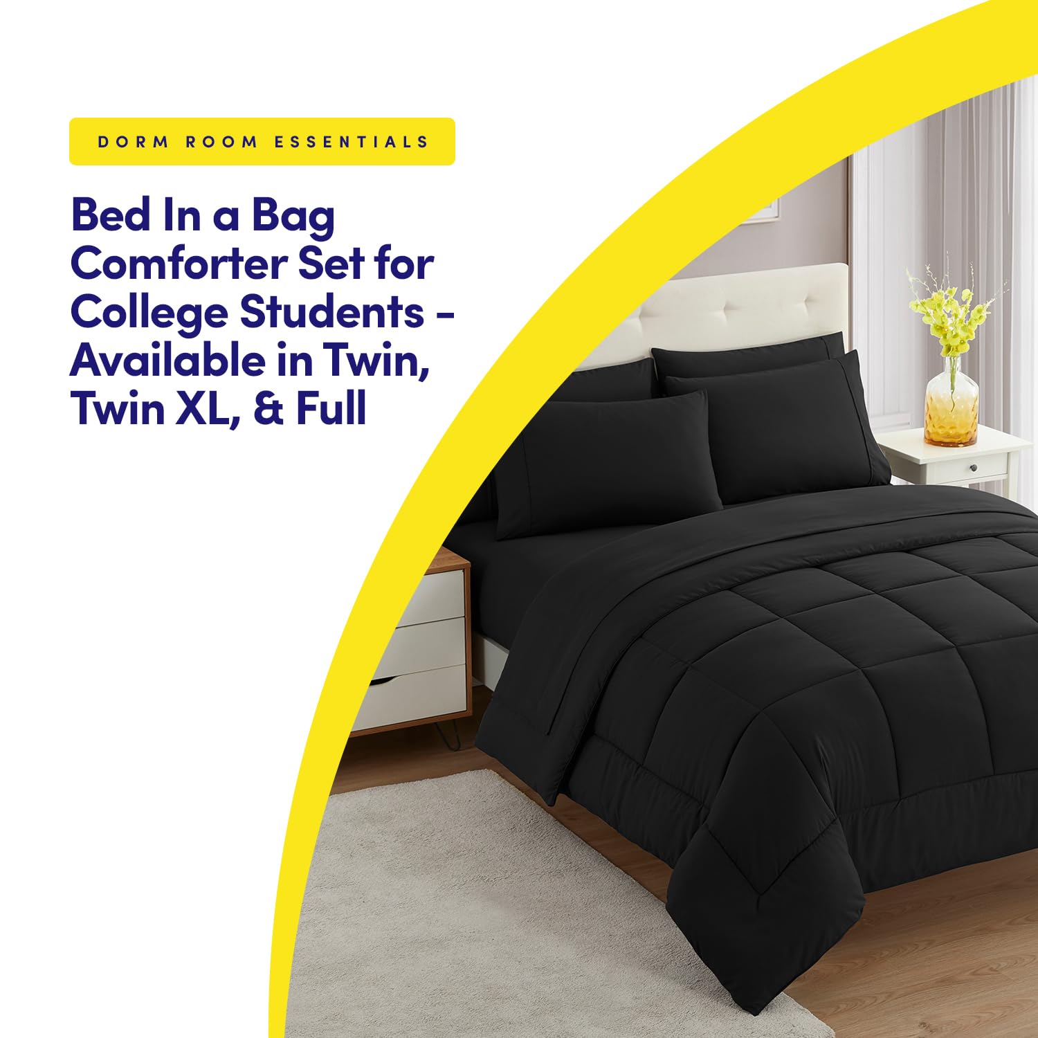Foto 5 | Juego De Ropa De Cama Sweet Home Collection, Tamaño Doble, 5 Piezas, Negro - Venta Internacional.