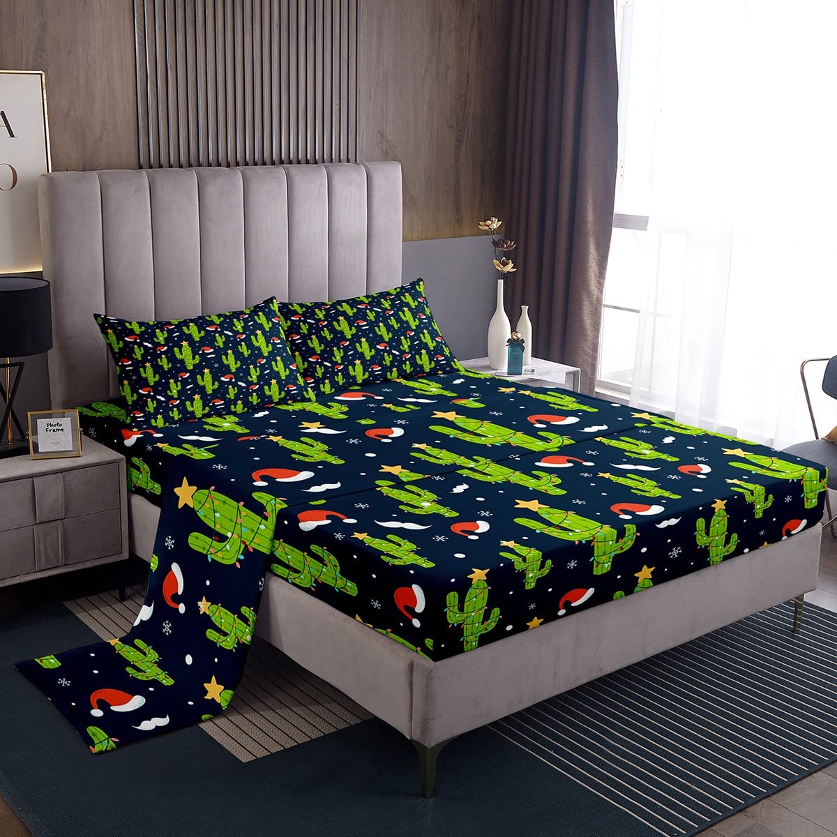 Foto 1 | Juego De Sábanas Feelyou Christmas Cactus Con Tema Completo - Venta Internacional.