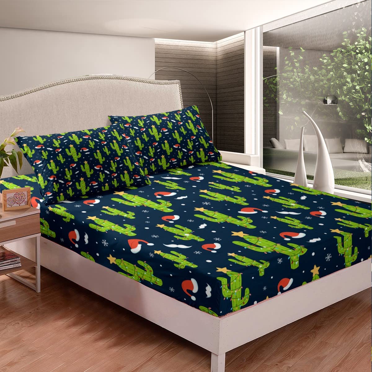 Foto 2 | Juego De Sábanas Feelyou Christmas Cactus Con Tema Completo - Venta Internacional.