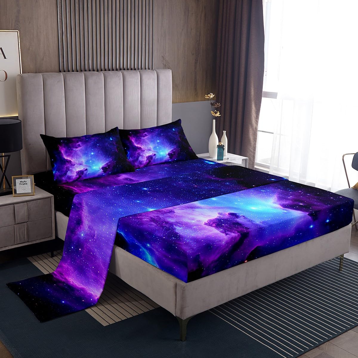 Foto 2 pulgar | Juego De Ropa De Cama Feelyou Galaxy Kids Girls King Con Estrellas Moradas - Venta Internacional.
