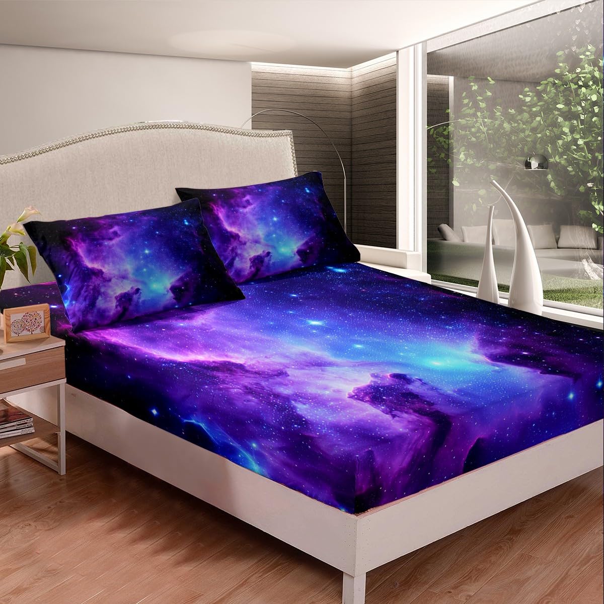 Foto 3 pulgar | Juego De Ropa De Cama Feelyou Galaxy Kids Girls King Con Estrellas Moradas - Venta Internacional.